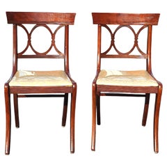 Tell City Mid-Century Duncan Phyfe Style Mahogany & Upholstered Side Chair, Pair