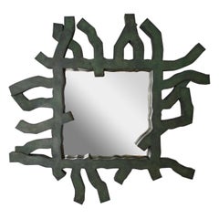 TELL ME MIRROR, Zinc mirror with green bronze patina by Yves Pagart, 2025
