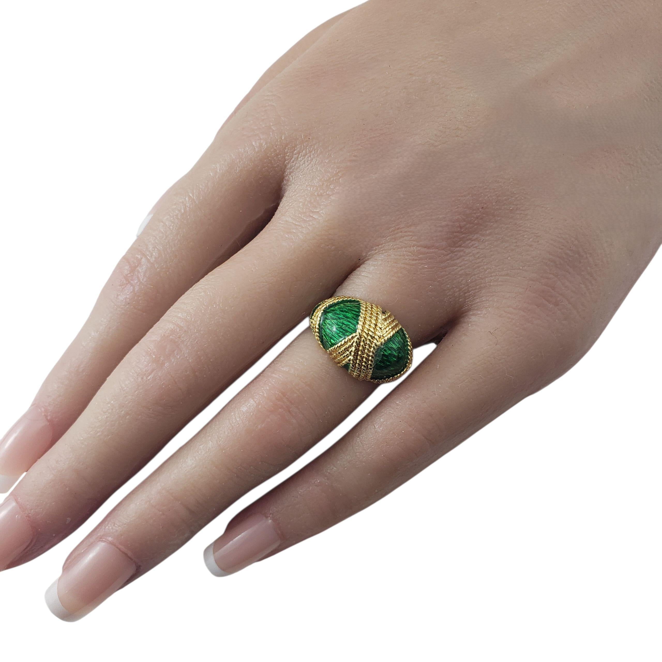Tellem & Co. 18 Karat Yellow Gold Green Enamel Dome Ring Size 6 #22705 For Sale 3