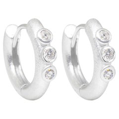 Telletubies Natural Diamond White Gold 18k Hoop Earrings