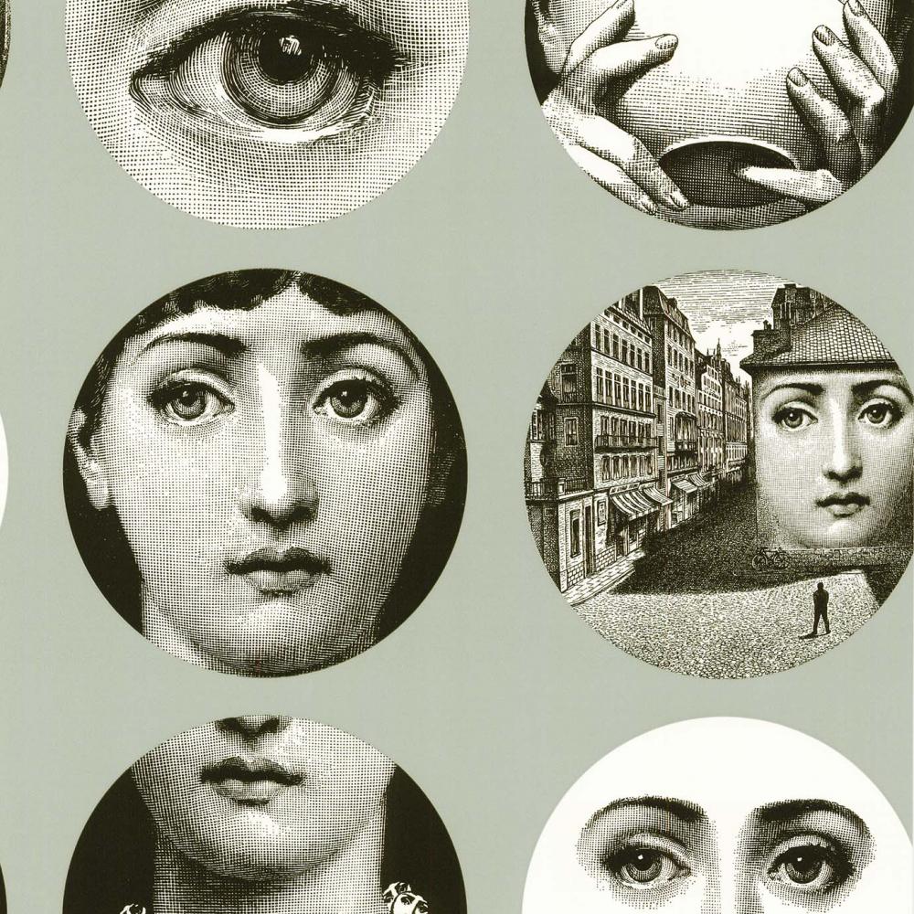 XXIe siècle et contemporain Papier peint Cole & Son TEMA E VARIAZIONI Lina Cavalleri Face by Piero Fornasetti en vente