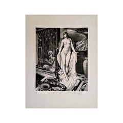 An exotic art deco engraving The Snake Charmer