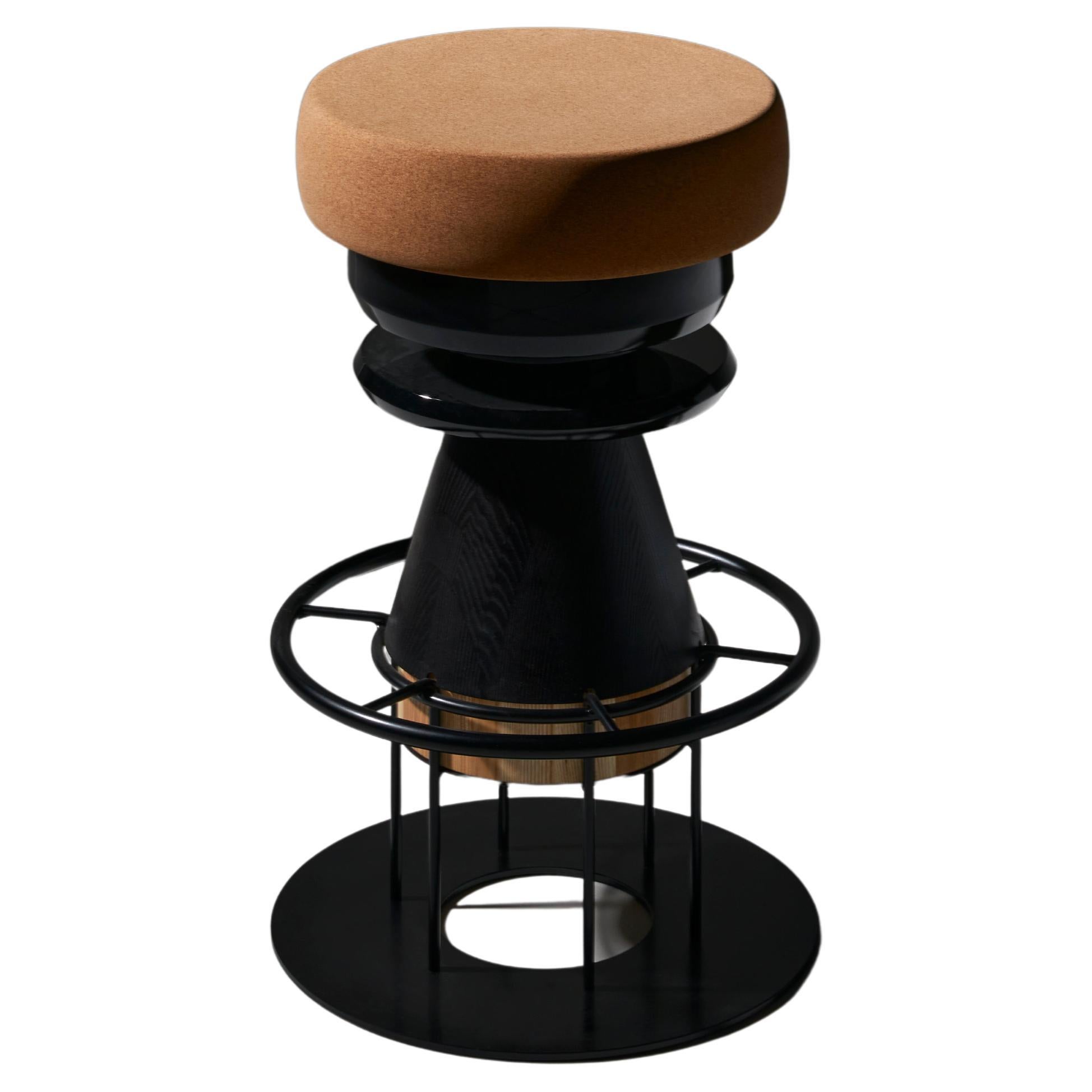 Tembo Stool, Shades of Black, by Note Design Studio for La Chance For Sale