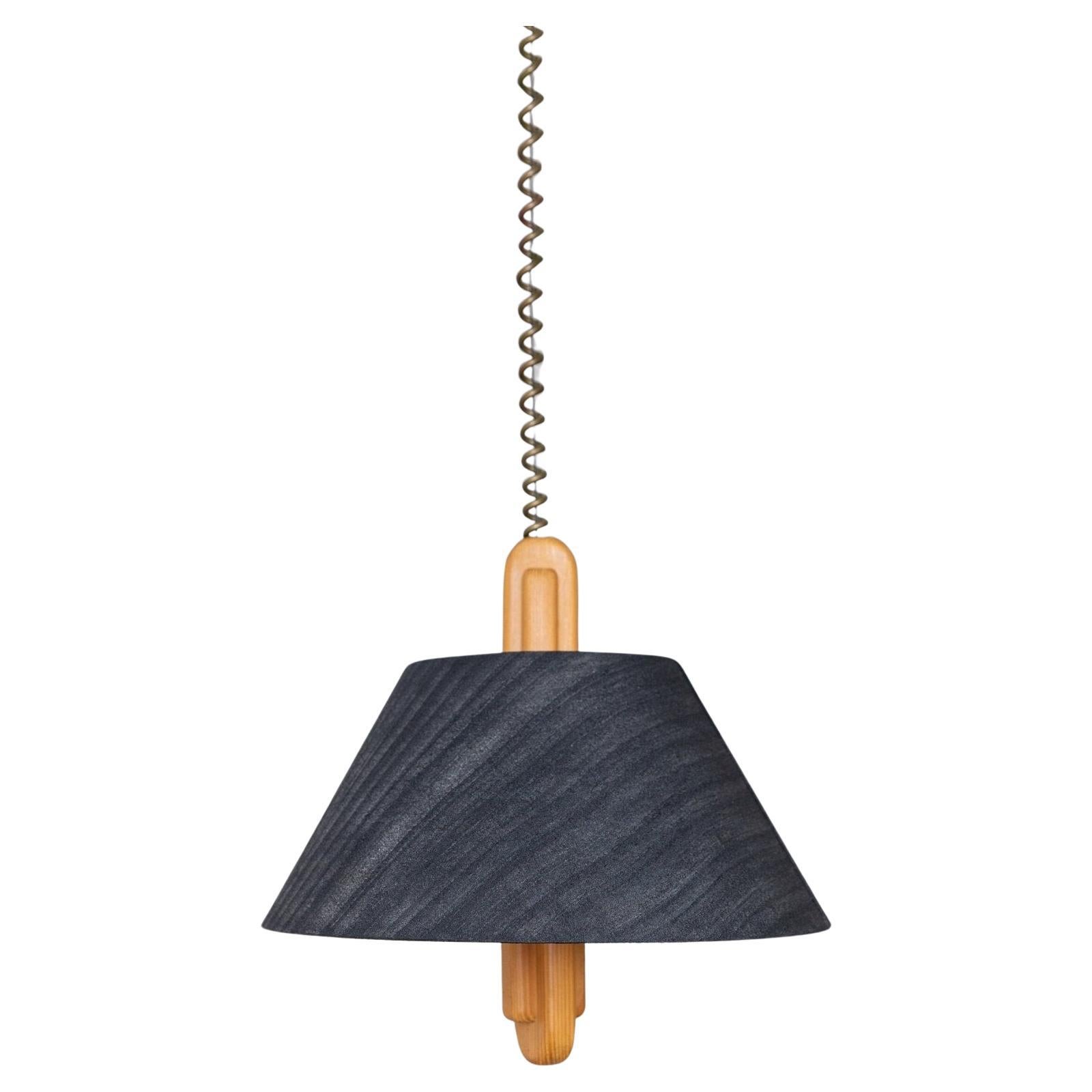 Temde Ceiling Light with Silk Lampshade - Mid-Century Design - 1960s For Sale