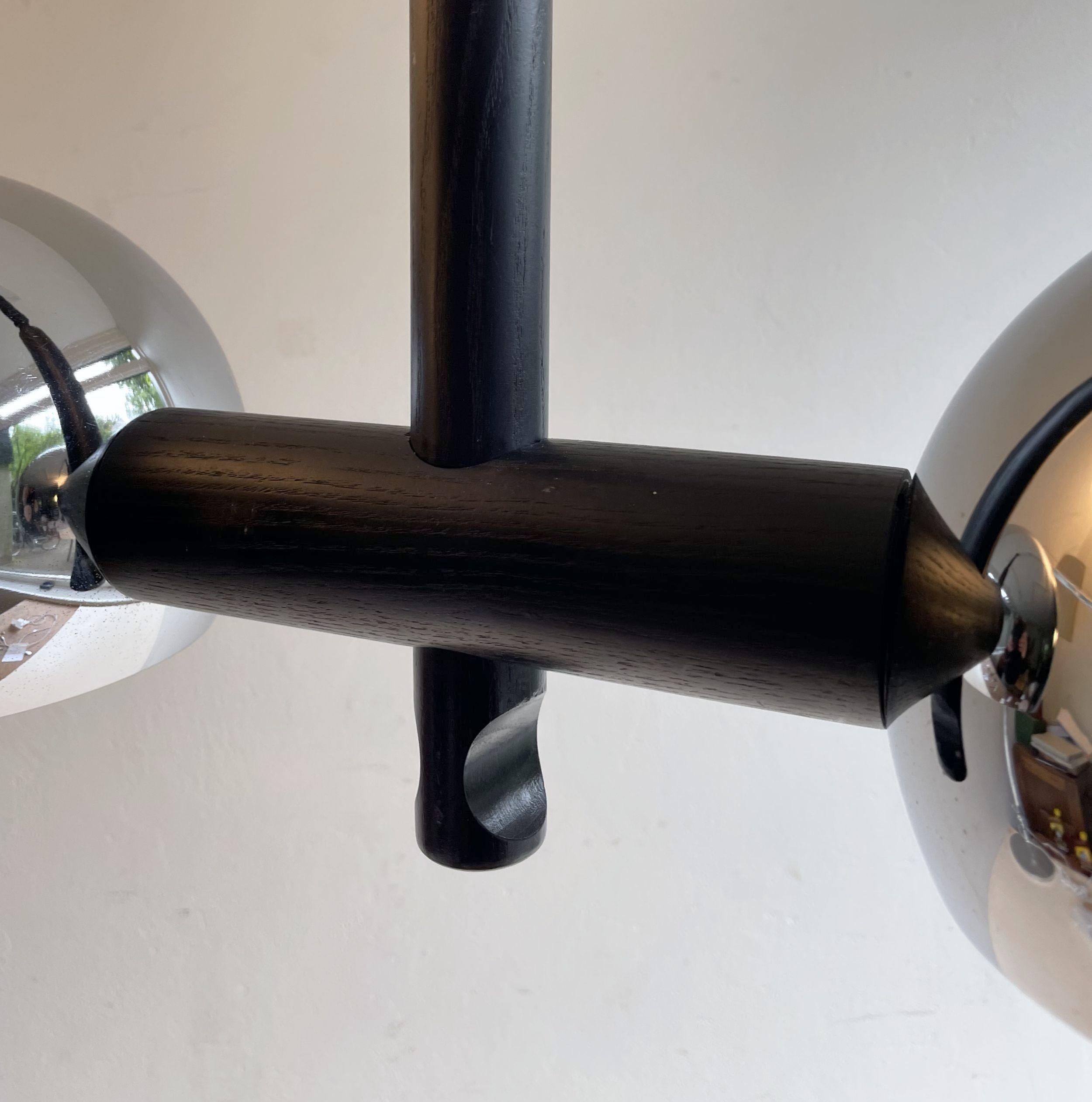 Lampada a sospensione a doppia sfera cromata Temde Anni Settanta in vendita 1