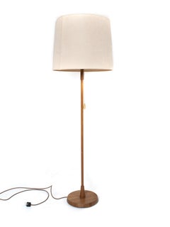 Temde Floor Lamp in Teak and Fabric, Germany, 1970s