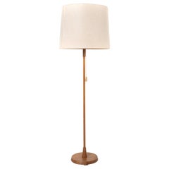 Temde Floor Lamp in Teak and Fabric, Germany, 1970s