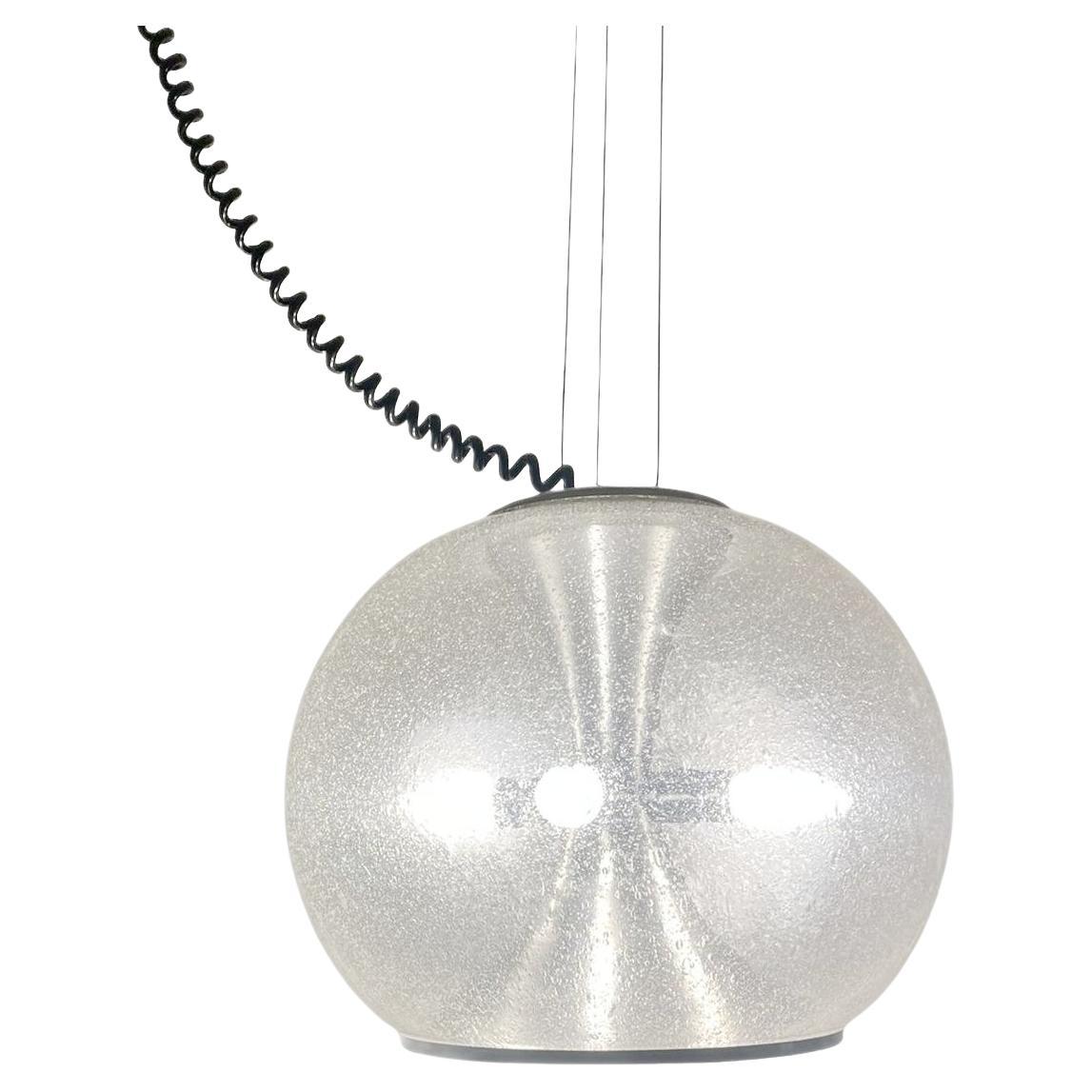 Lampada a sospensione a sfera in vetro Temde anni '70 in vendita