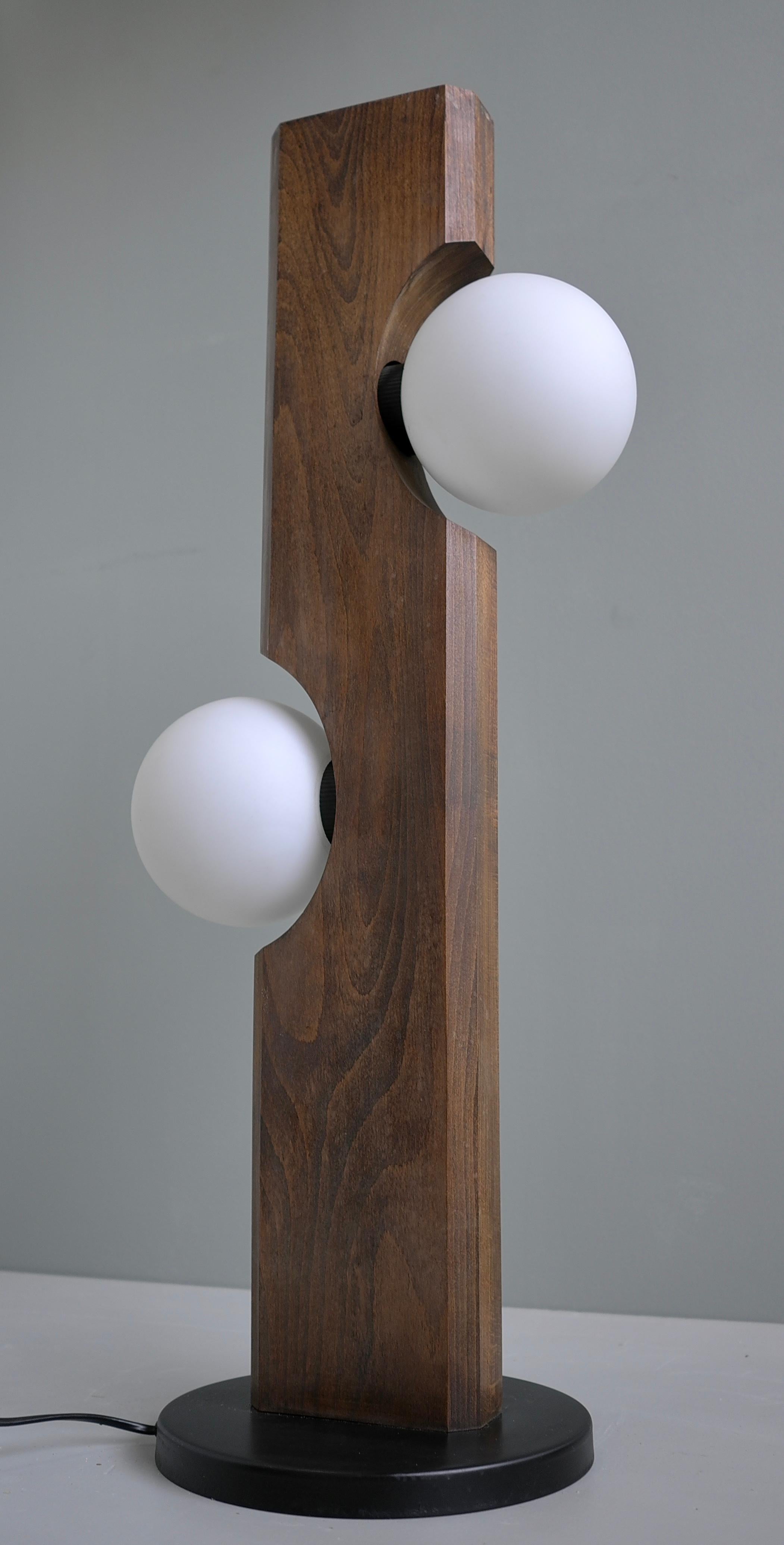 Temde Leuchten Floor or Table Lamp in Wood with White Glass Balls, Germany 1969 For Sale 5