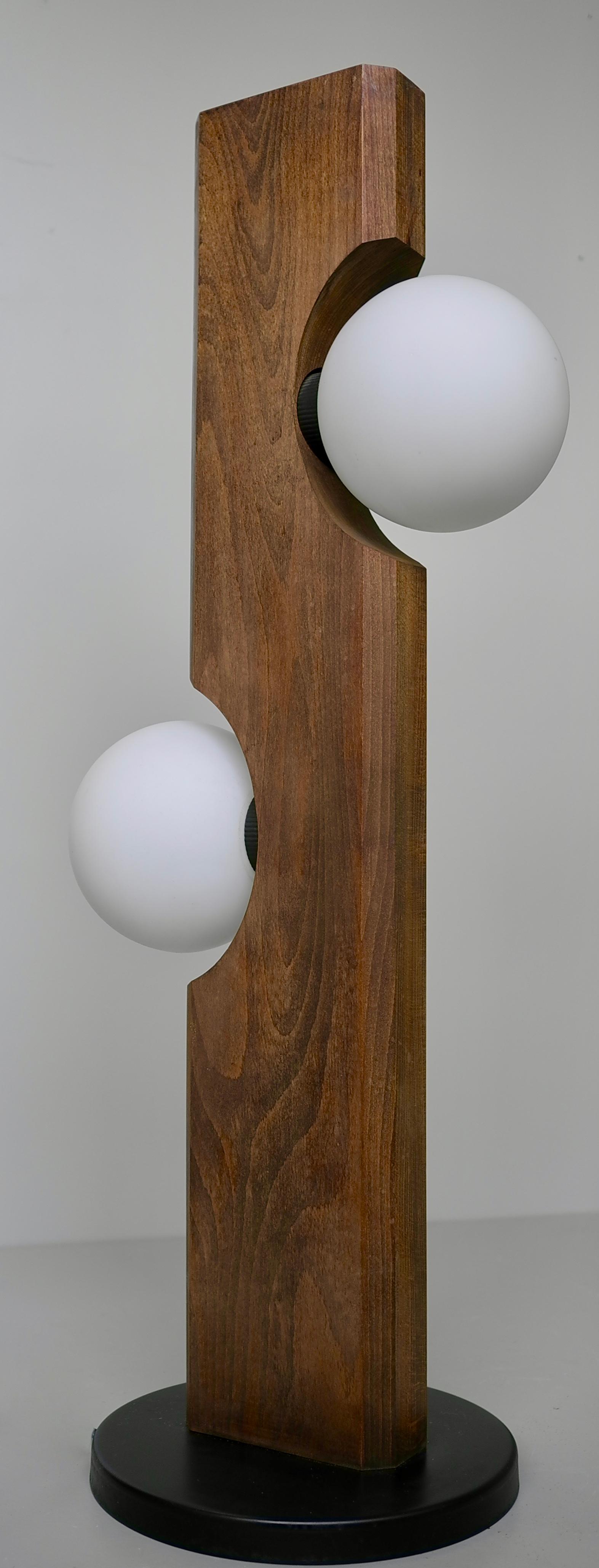 Temde Leuchten Floor or Table Lamp in Wood with White Glass Balls, Germany 1969 For Sale 6