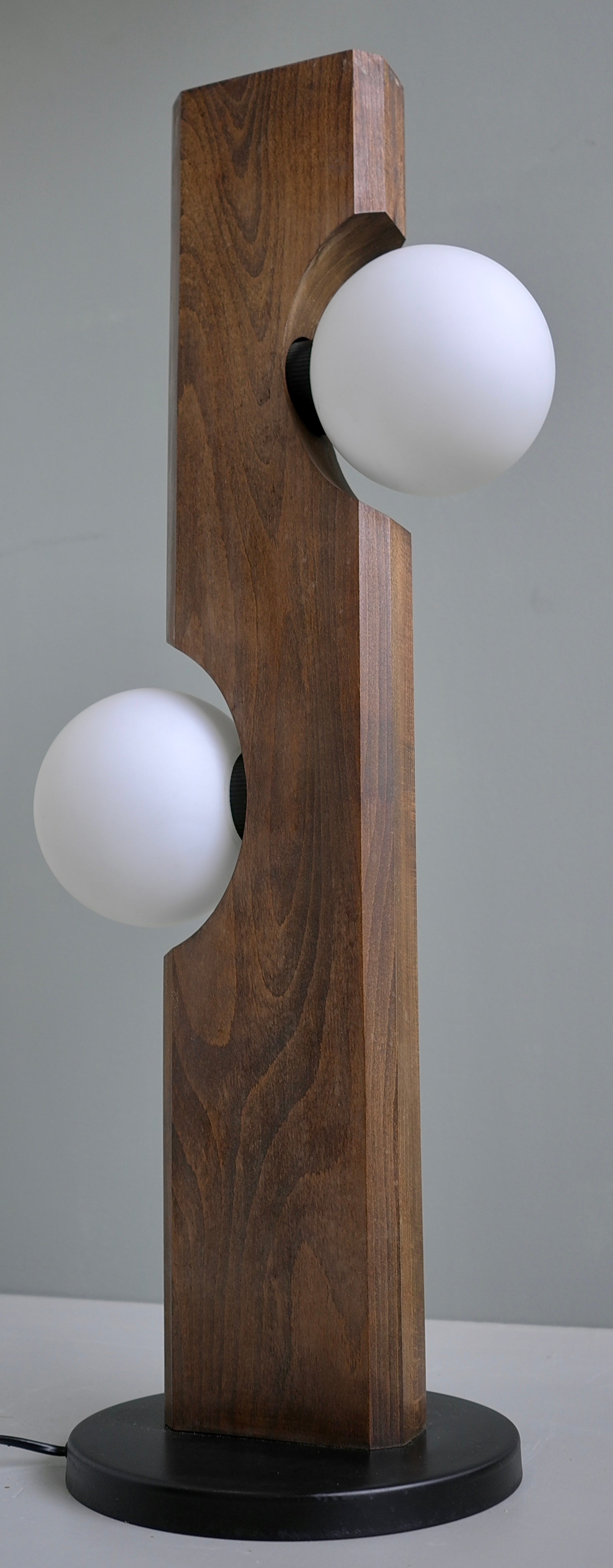 Temde Leuchten Floor or Table lamp in Wood with White Glass Balls, Germany 1969
