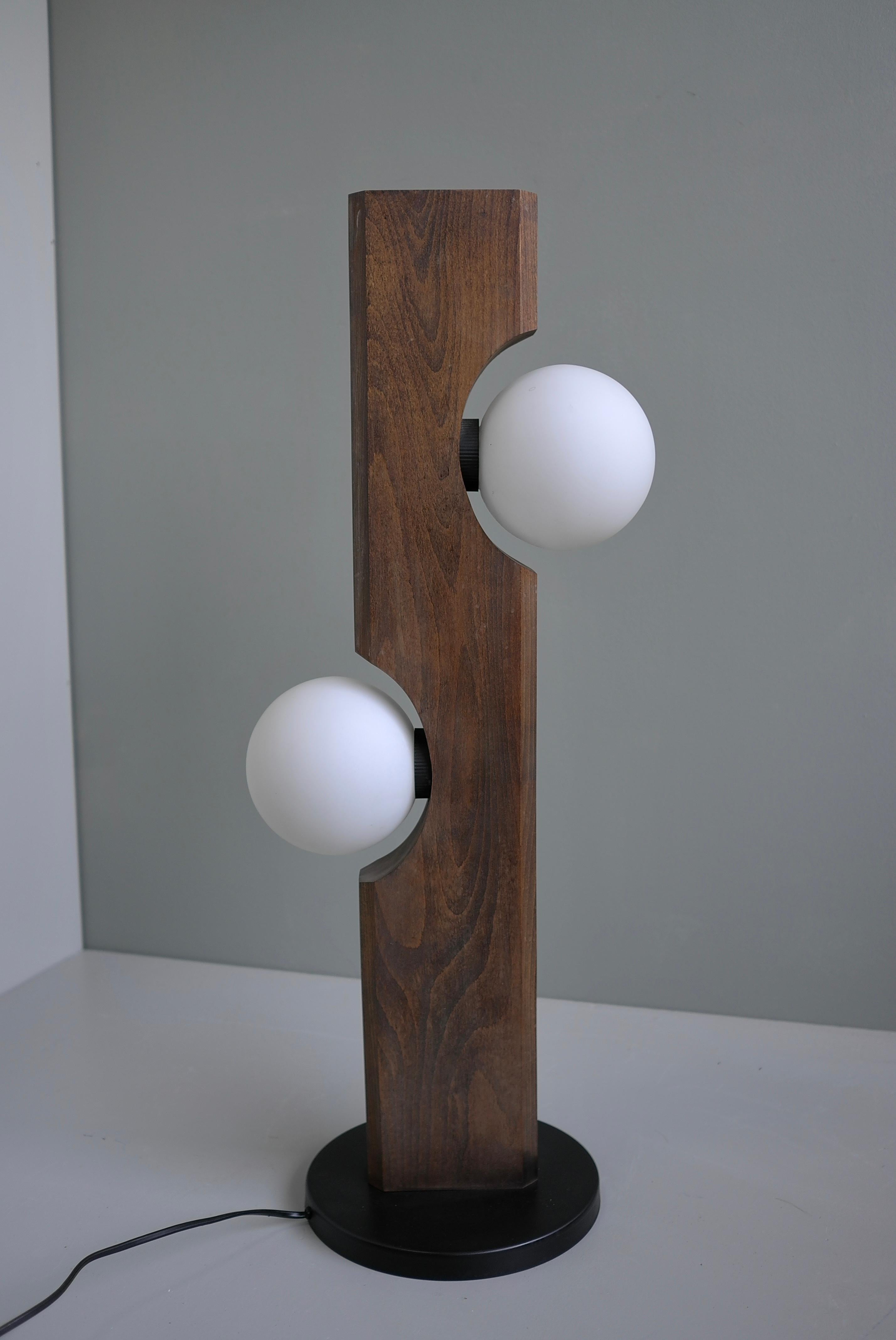 Temde Leuchten Floor or Table Lamp in Wood with White Glass Balls, Germany 1969 For Sale 4