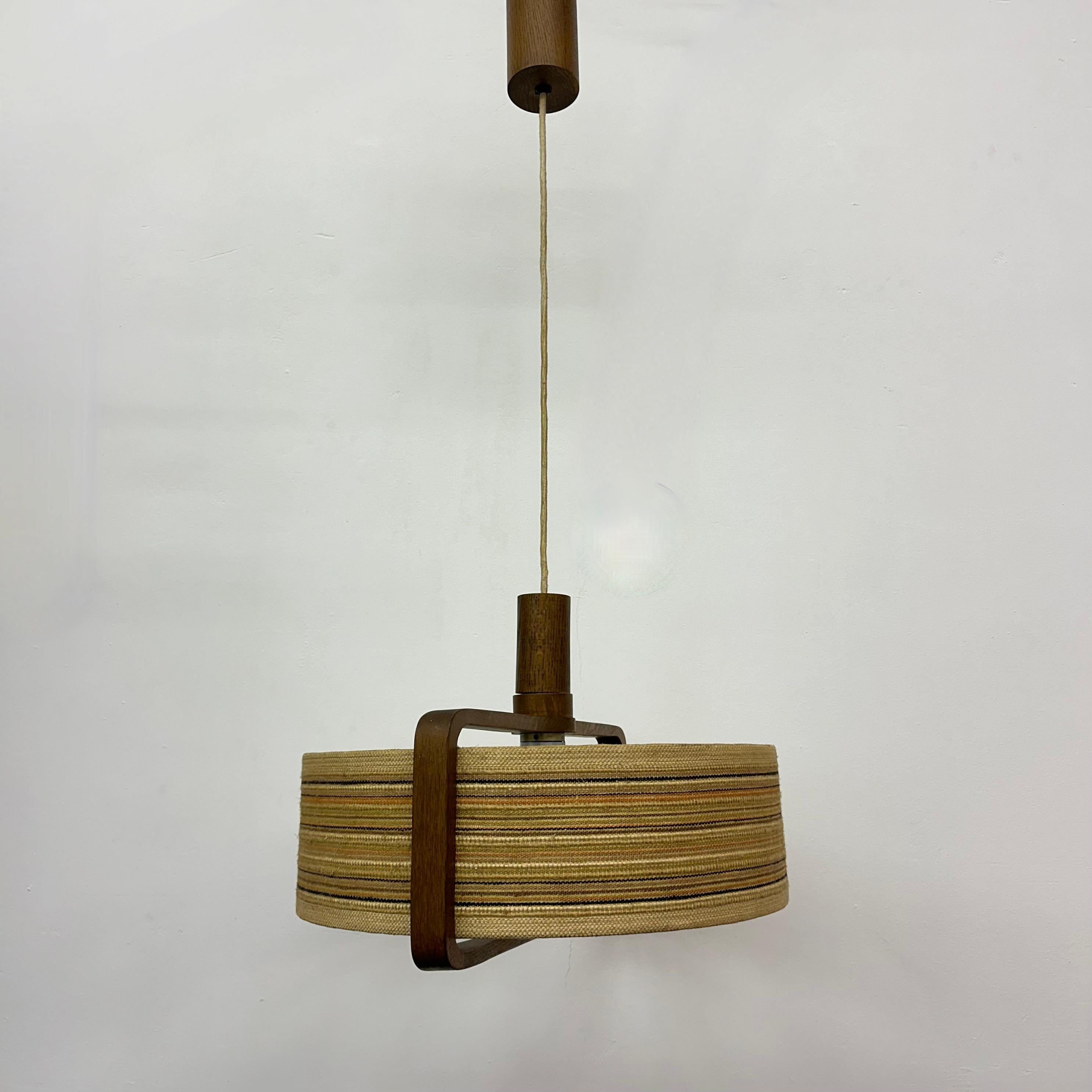 Lampada a sospensione Temde Leuchten in legno di teak , anni '70 in vendita 5