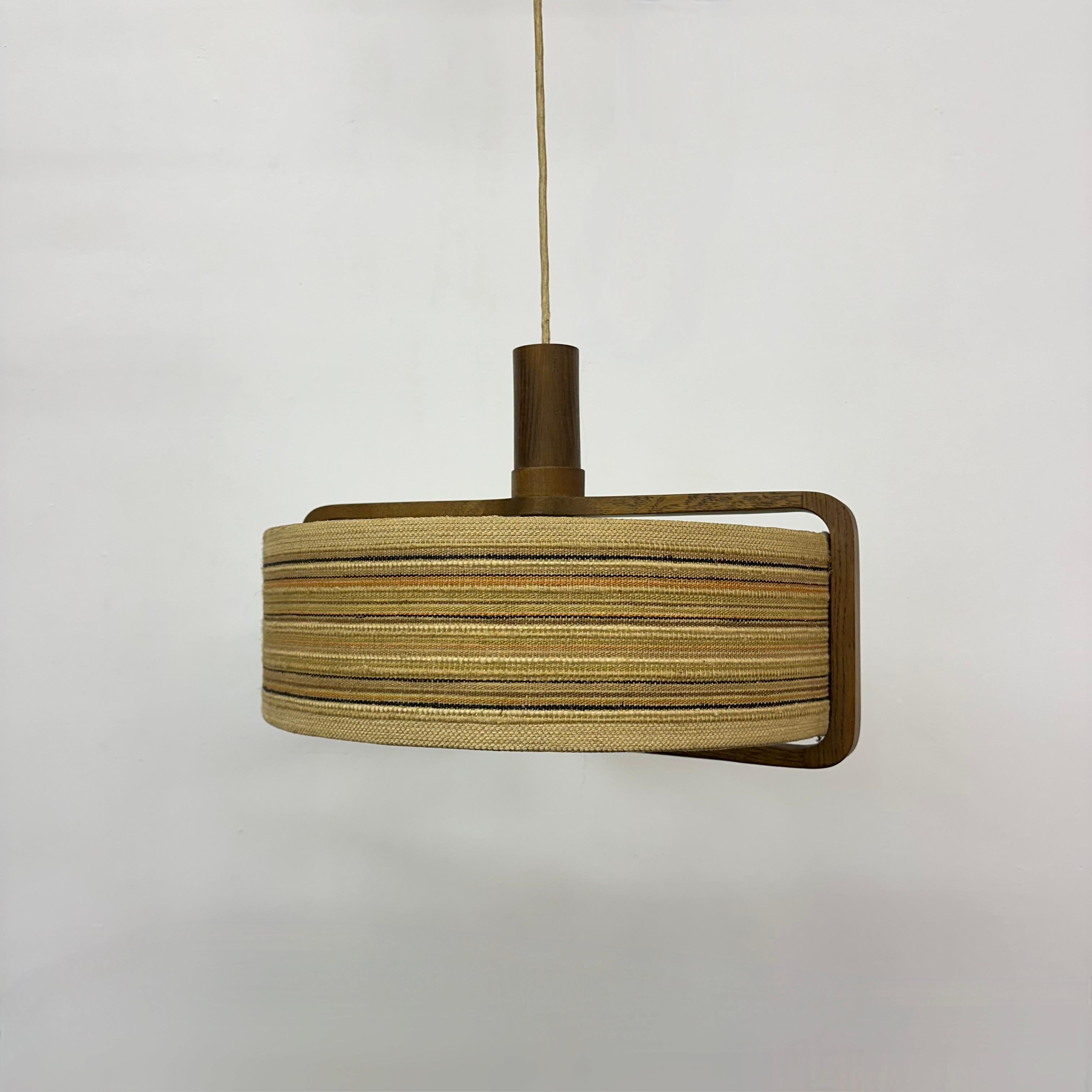 Lampada a sospensione Temde Leuchten in legno di teak , anni '70 in vendita 8