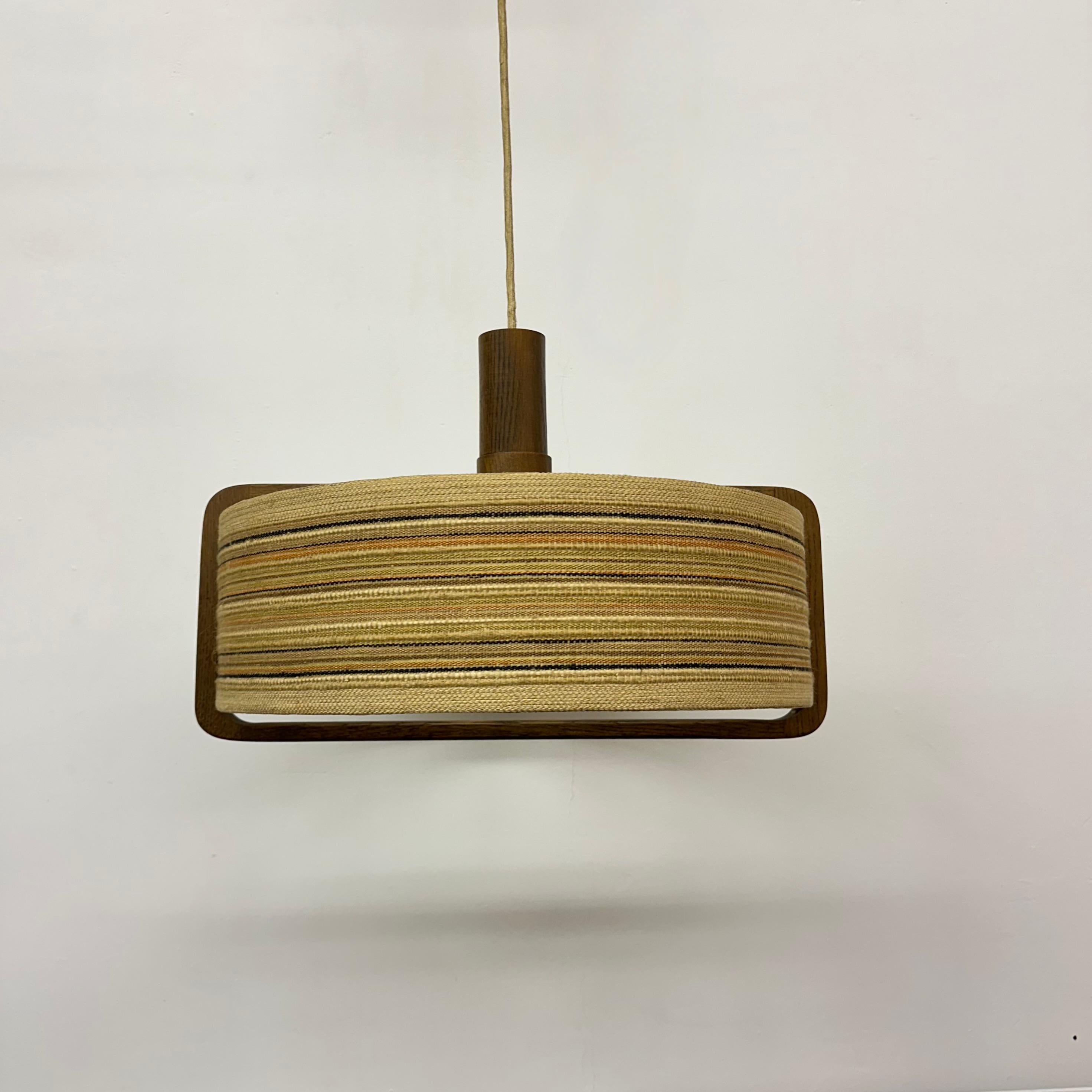 Lampada a sospensione Temde Leuchten in legno di teak , anni '70 in vendita 9
