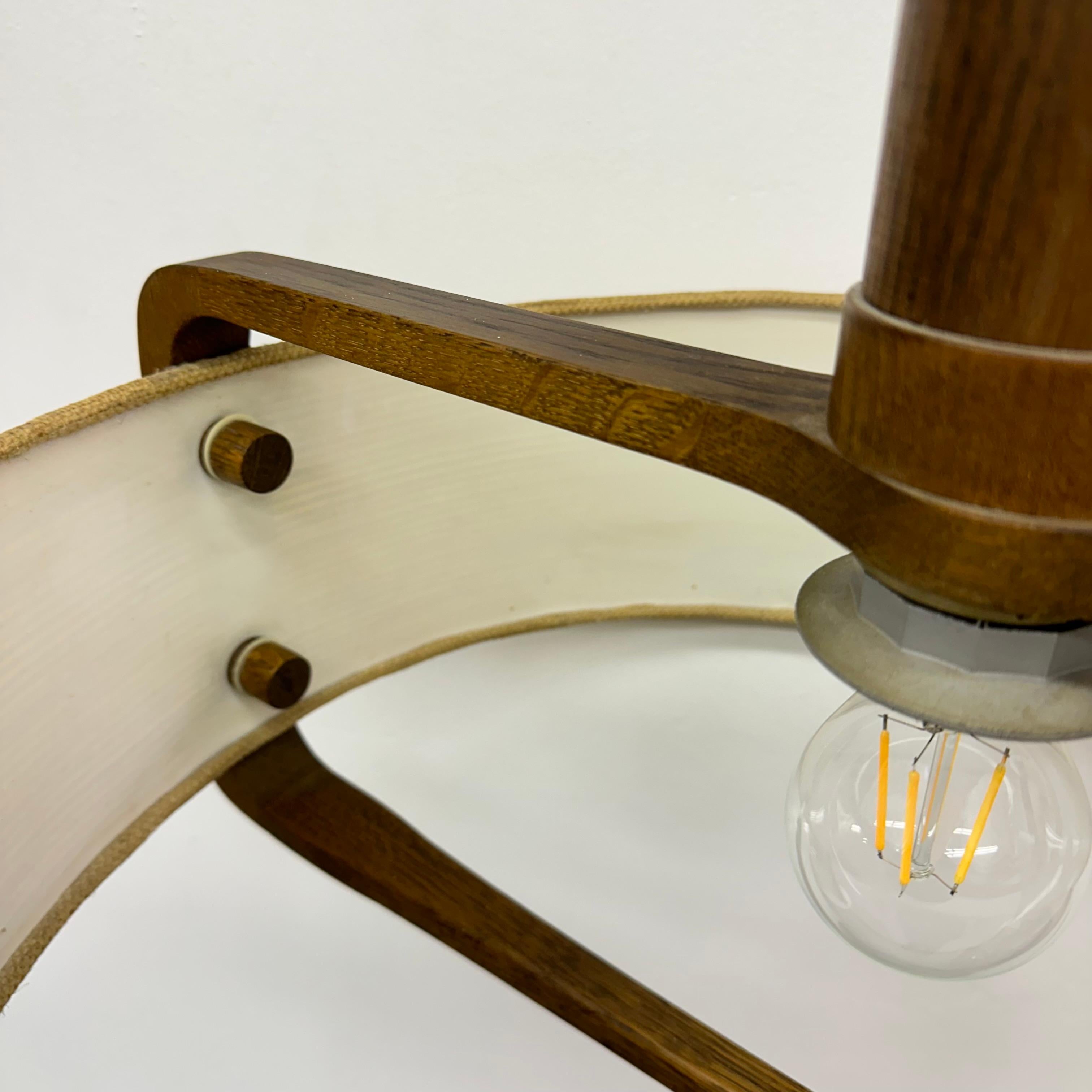 Lampada a sospensione Temde Leuchten in legno di teak , anni '70 in vendita 12