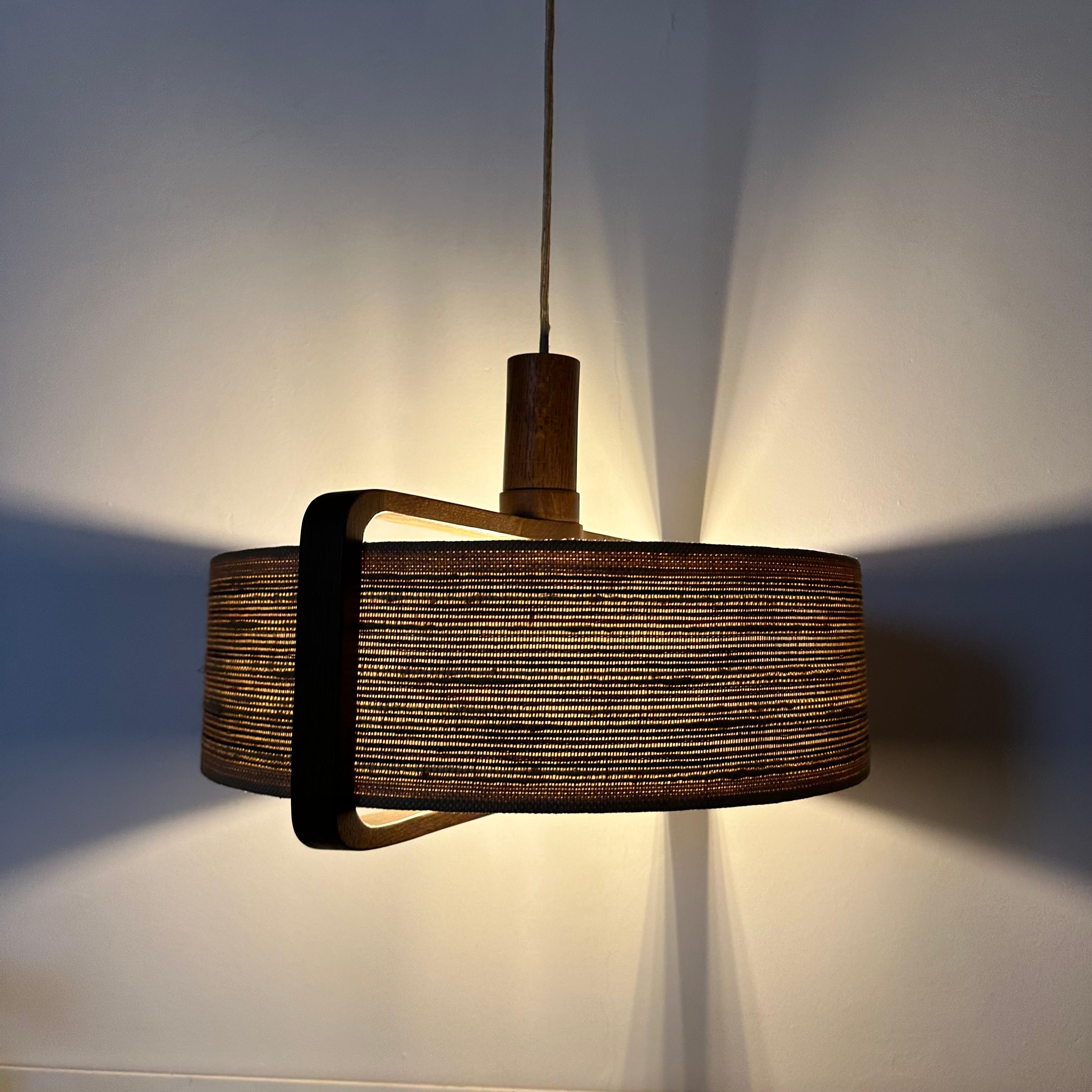 Lampada a sospensione Temde Leuchten in legno di teak , anni '70 in vendita 13