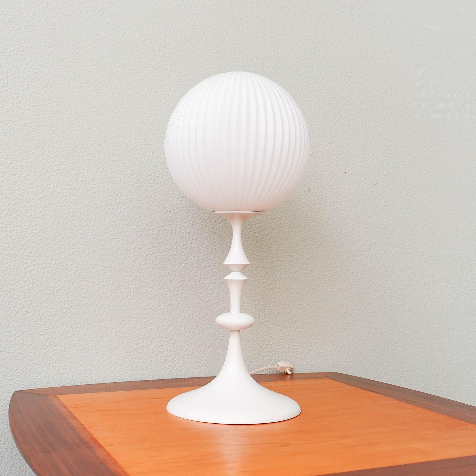 Swiss Temde Leuchten White Tulip Table Lamp, 1960's