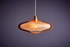 Temde Pendant Lamp in Teak and Sisal Switzerland - 1960s