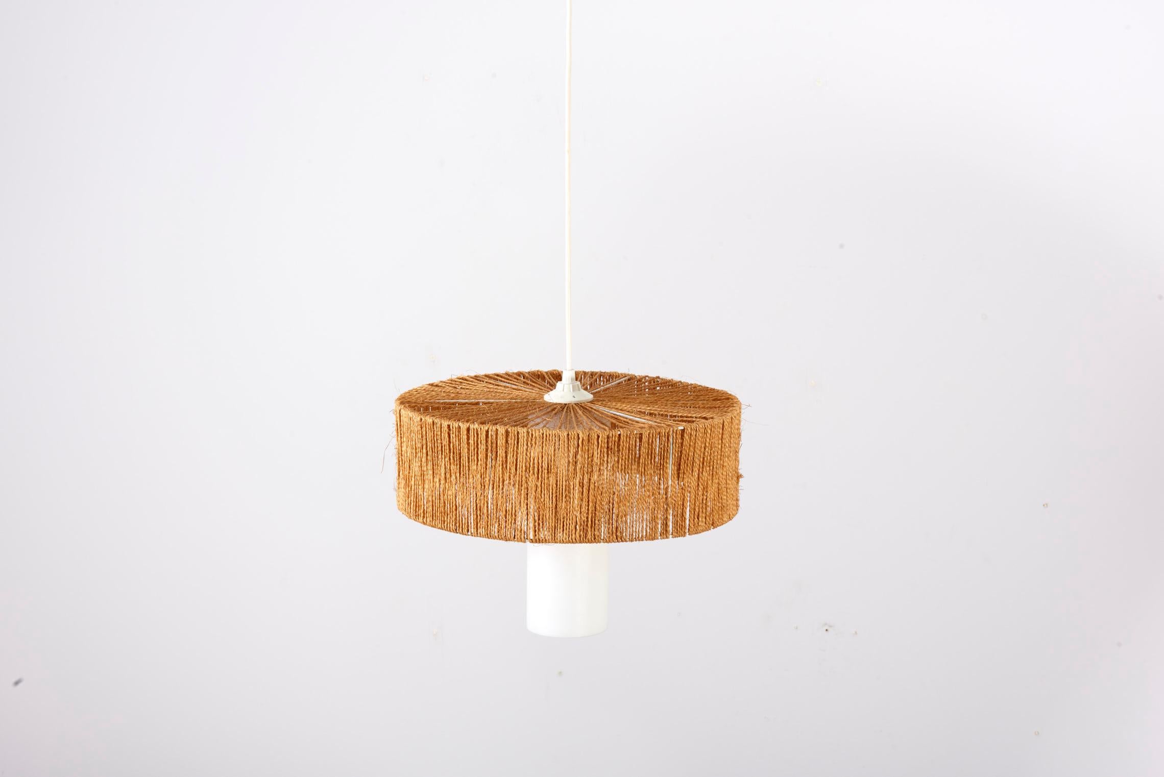 Temde Teak and Sisal Pendant Lamp, Switzerland 1950s  2