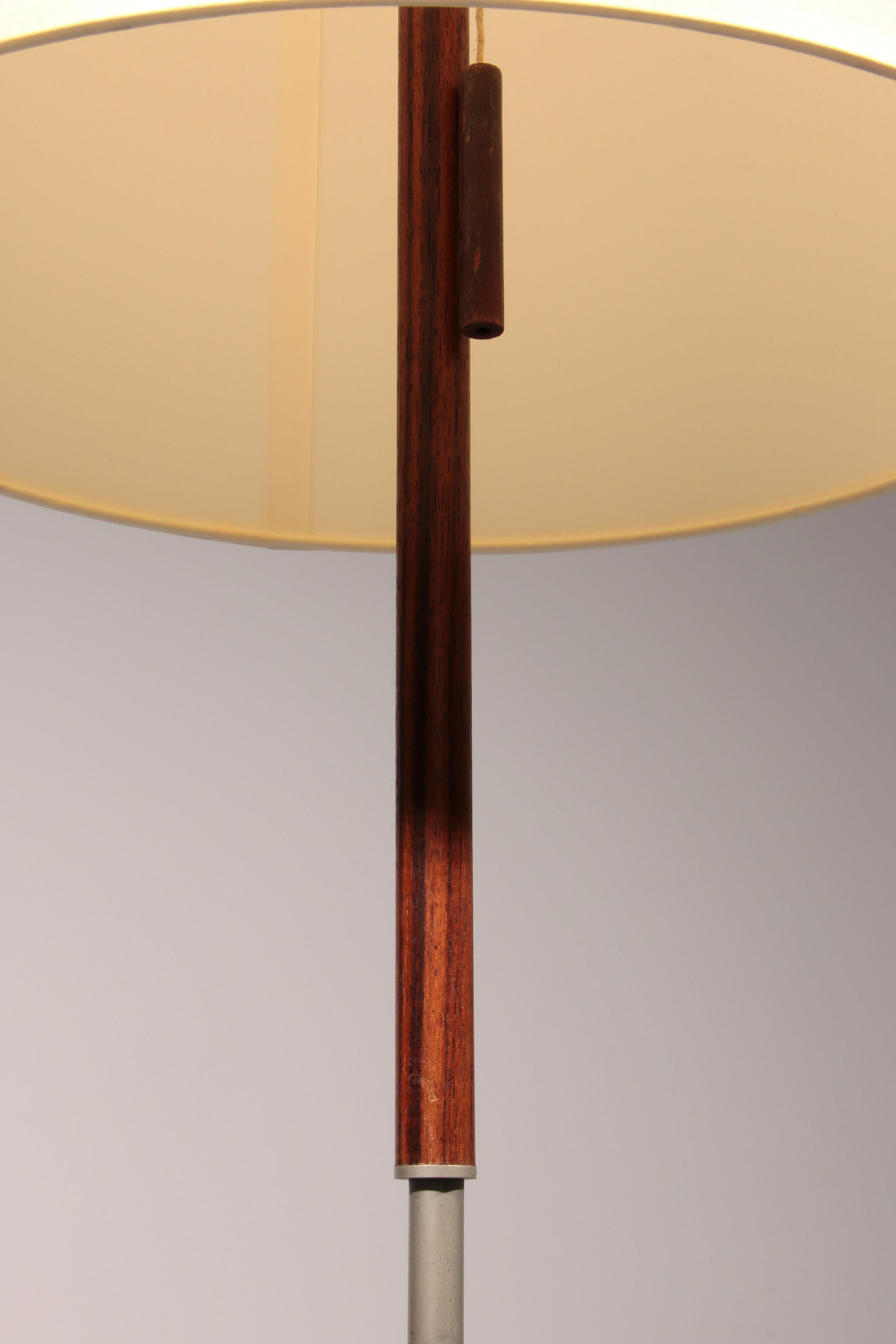 Temde Teak & brass Floor Lamp with New Custom Shade – 1960s Elegance For Sale 3