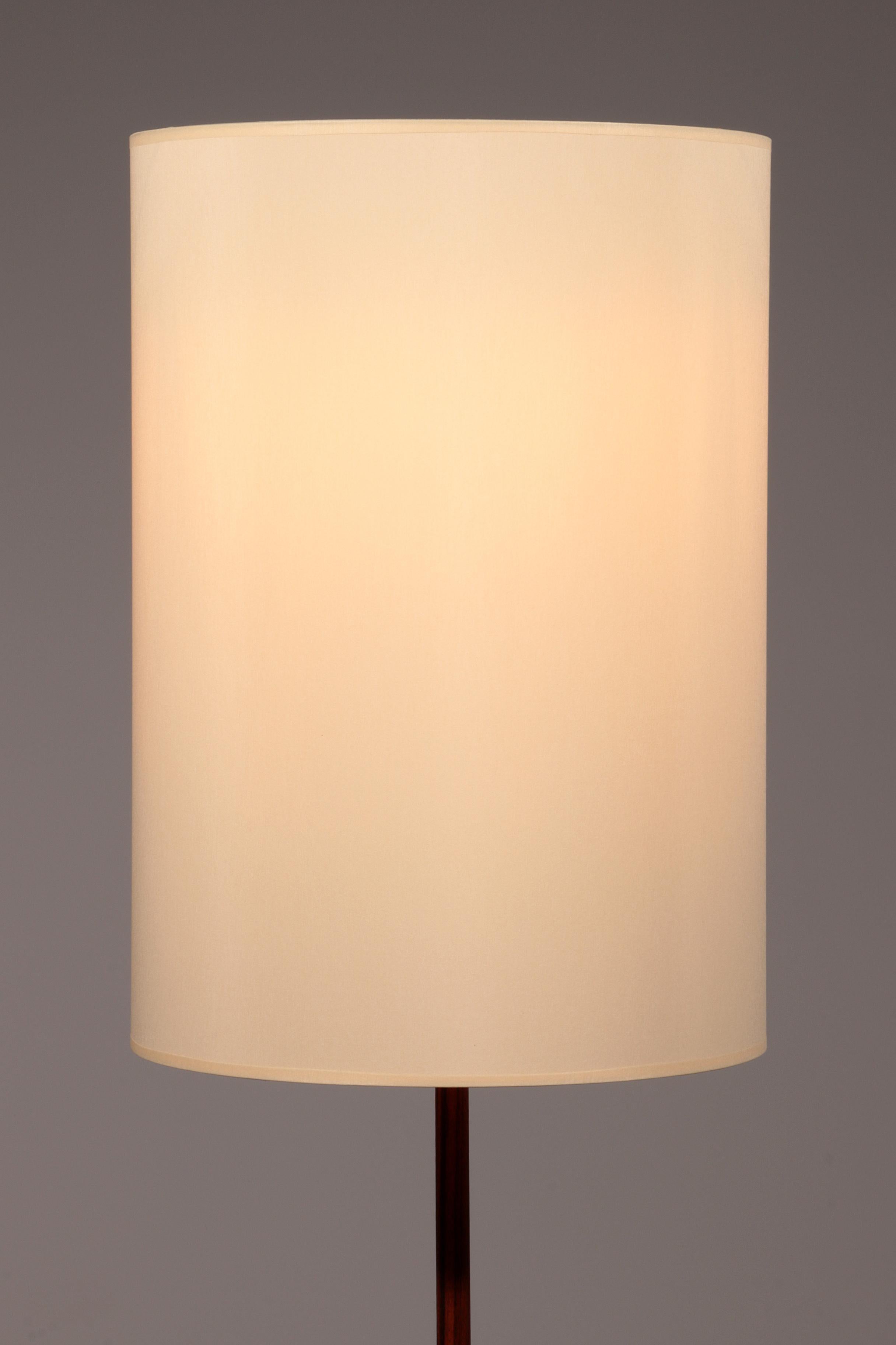 Mid-Century Modern Temde Teak & brass Floor Lamp with New Custom Shade – 1960s Elegance For Sale