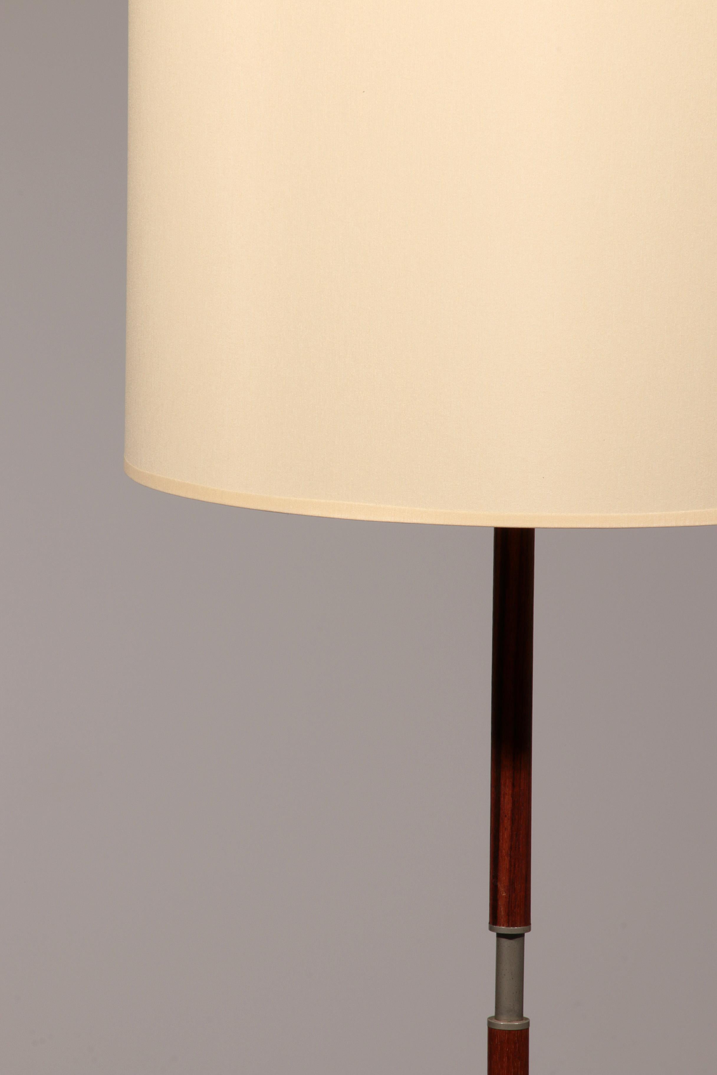 Temde Teak & brass Floor Lamp with New Custom Shade – 1960s Elegance For Sale 1