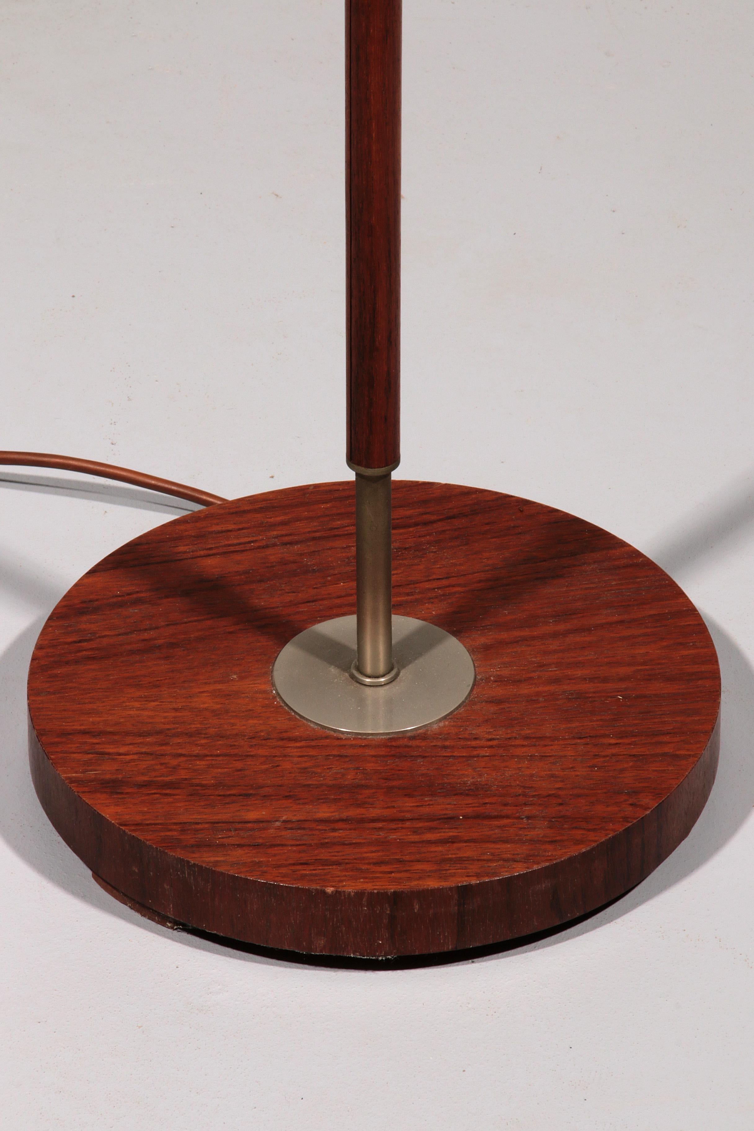 Temde Teak & brass Floor Lamp with New Custom Shade – 1960s Elegance For Sale 2