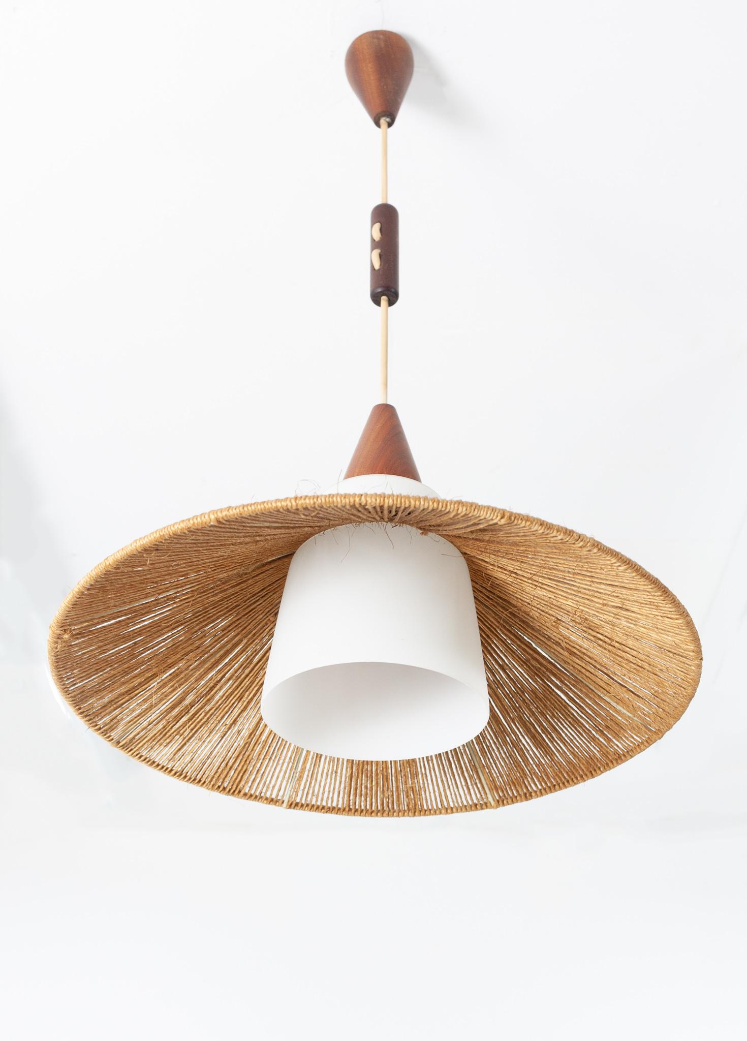 Mid-Century Modern Temde Teak Pendant Light