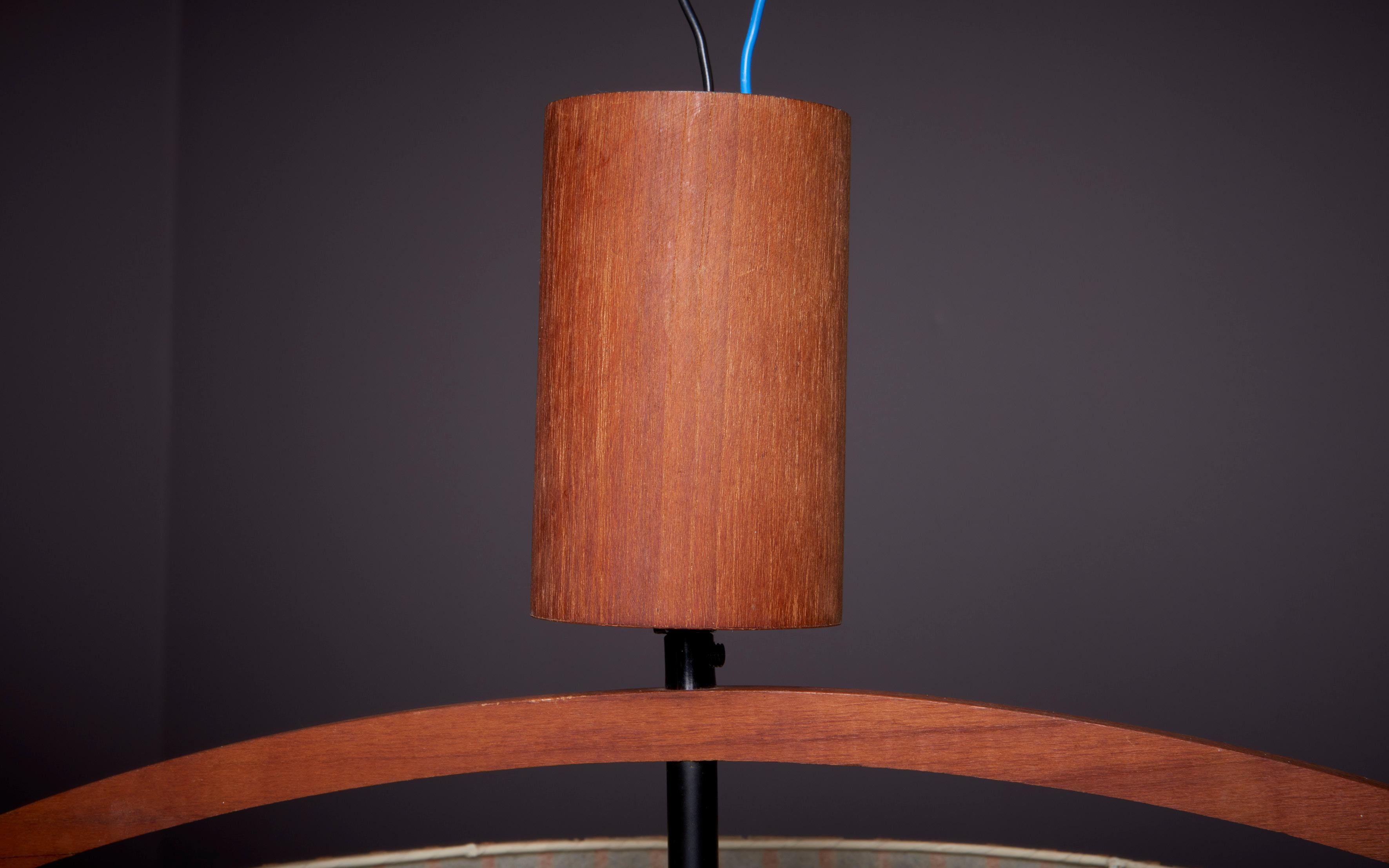 Temde Wood and Fabric Pendant Lamp, Swiz, 1960s 2