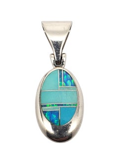 Teme Sterling Silver Turquoise & Opal Inlay Pendant #20744