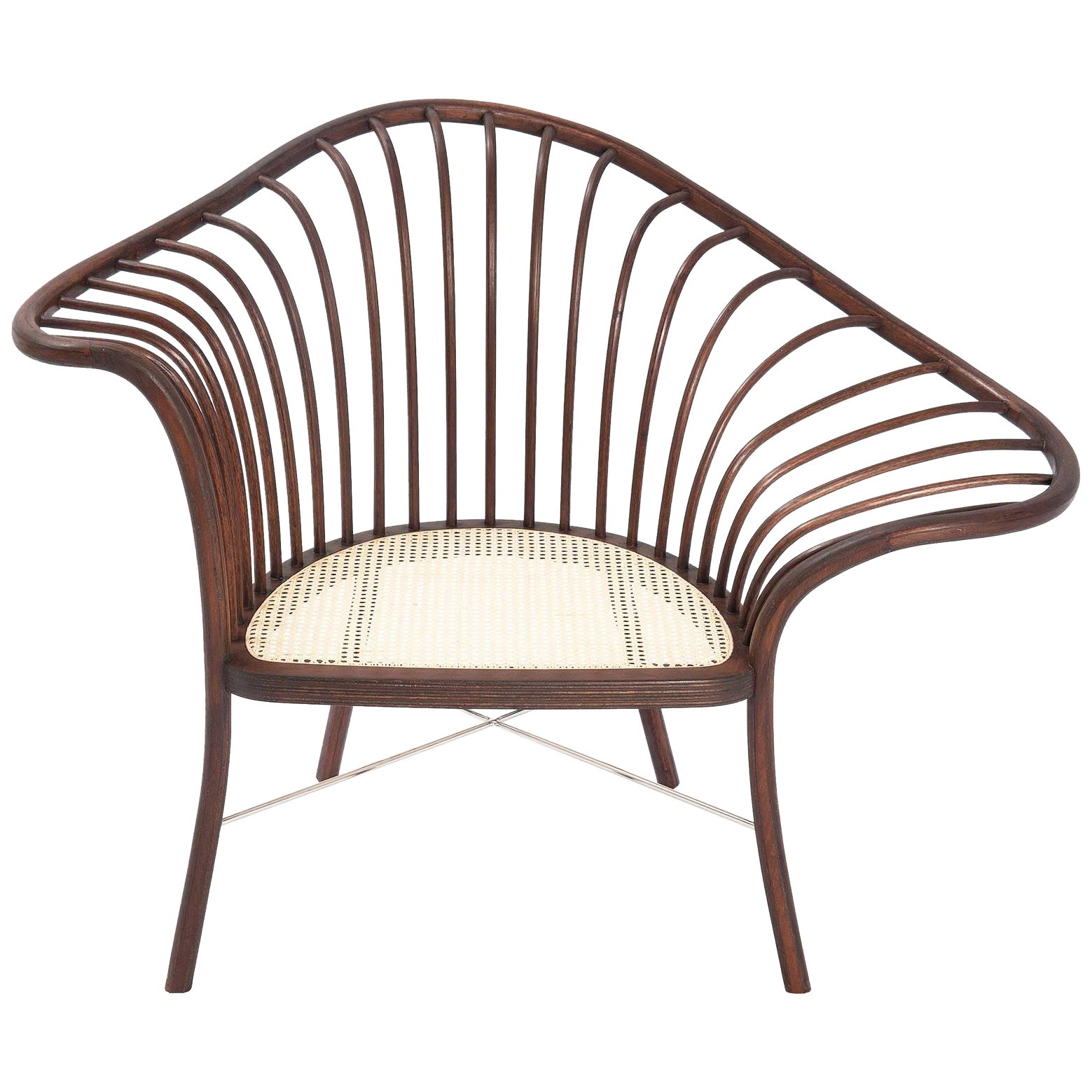 Temes Brazilian Contemporary Wood and Straw Easychair by Lattoog For Sale