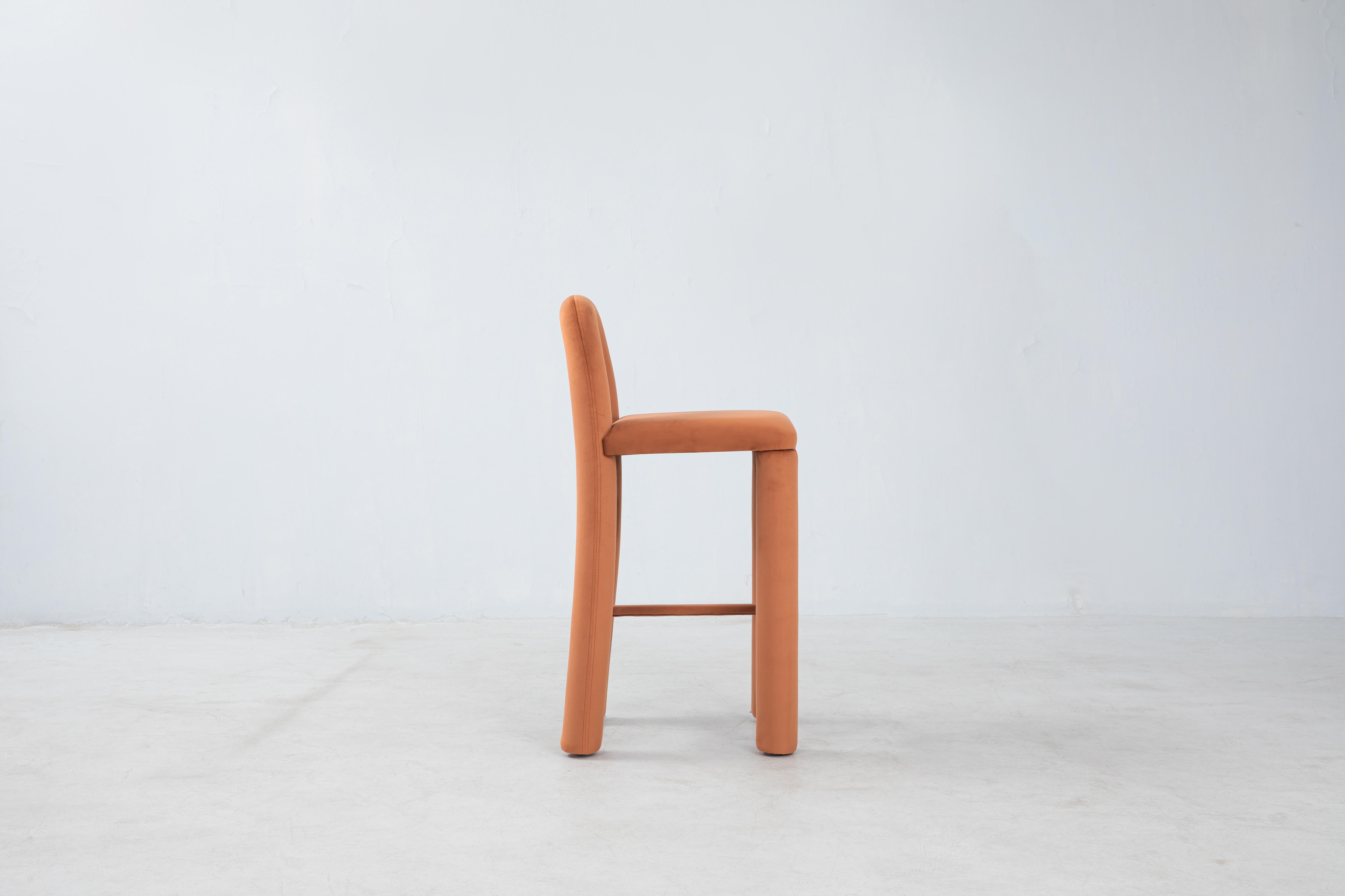 Chinese Temi Bar Chair, Minimalist Velvet Counter Chair For Sale