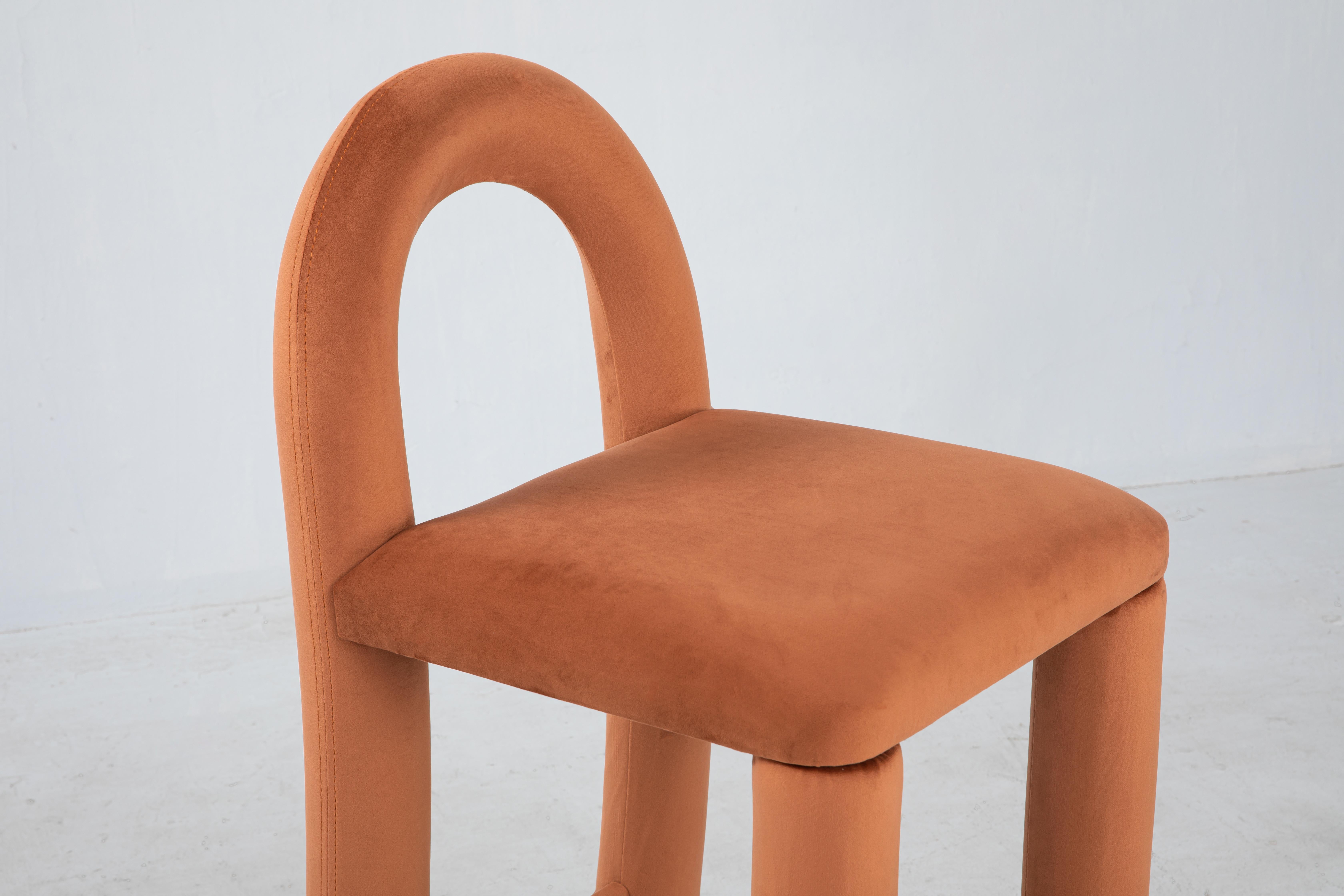 Temi Bar Chair, Minimalist Velvet Counter Chair For Sale 1