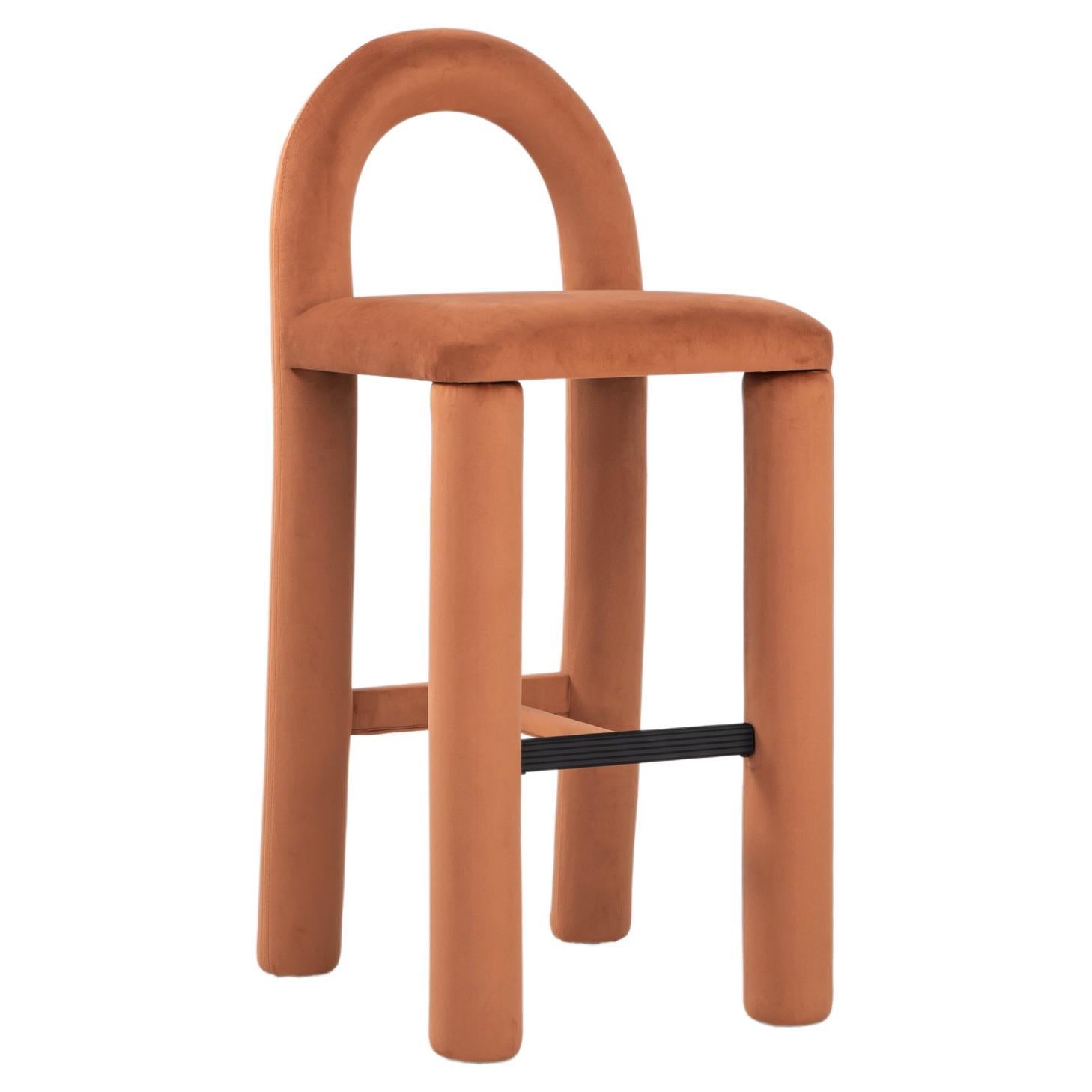 Chaise de bar Temi, chaise de comptoir minimaliste en velours en vente