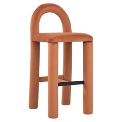 Chaise de bar Temi, chaise de comptoir minimaliste en velours