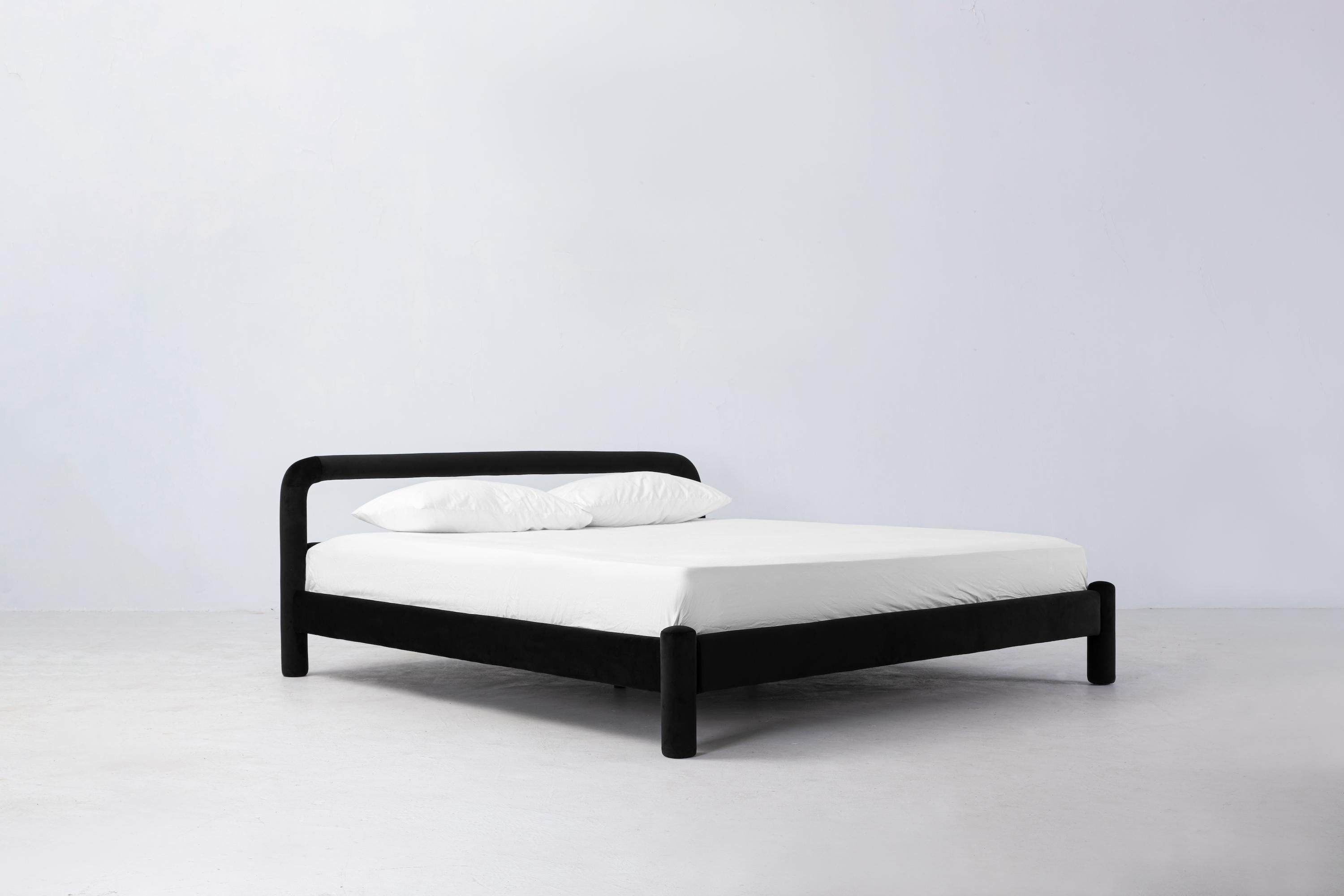 Temi Bed, Minimalist Velvet Bed (Multiple Colors) For Sale 1