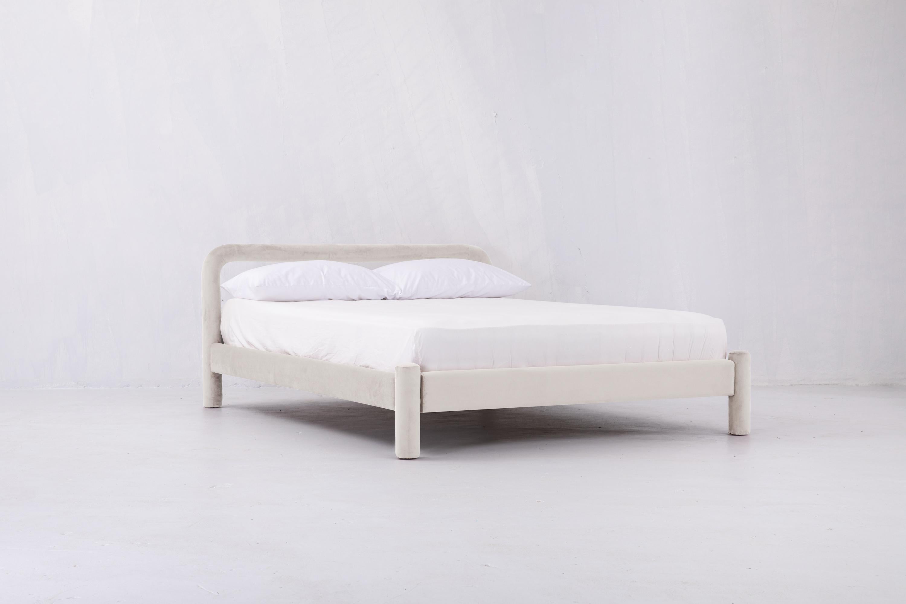 Temi Bed, Minimalist Velvet Bed (Multiple Colors) For Sale 3