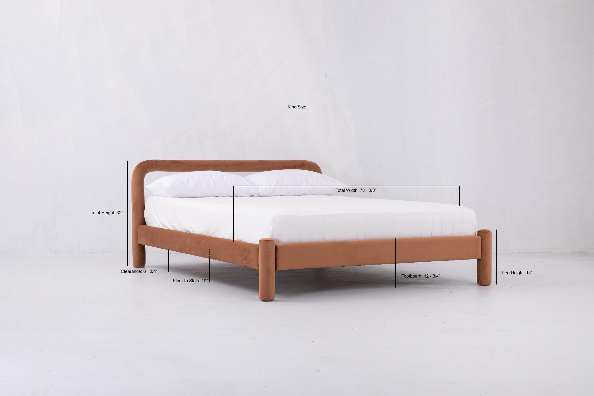 Velvet Temi Bed by Sun at Six, Minimalist Teja King Bed For Sale