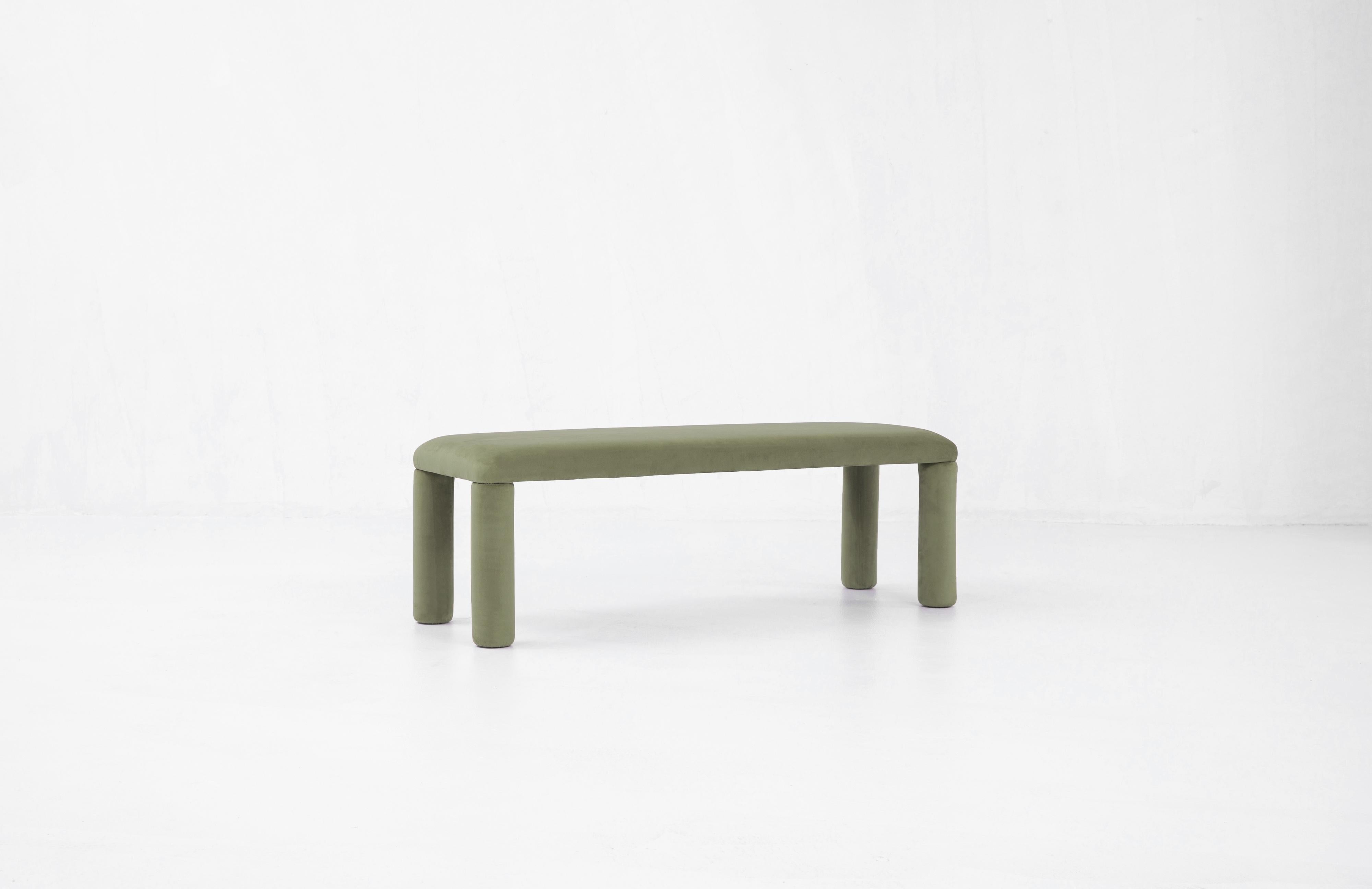 Banc Temi, banc minimaliste en velours Teja en vente 3