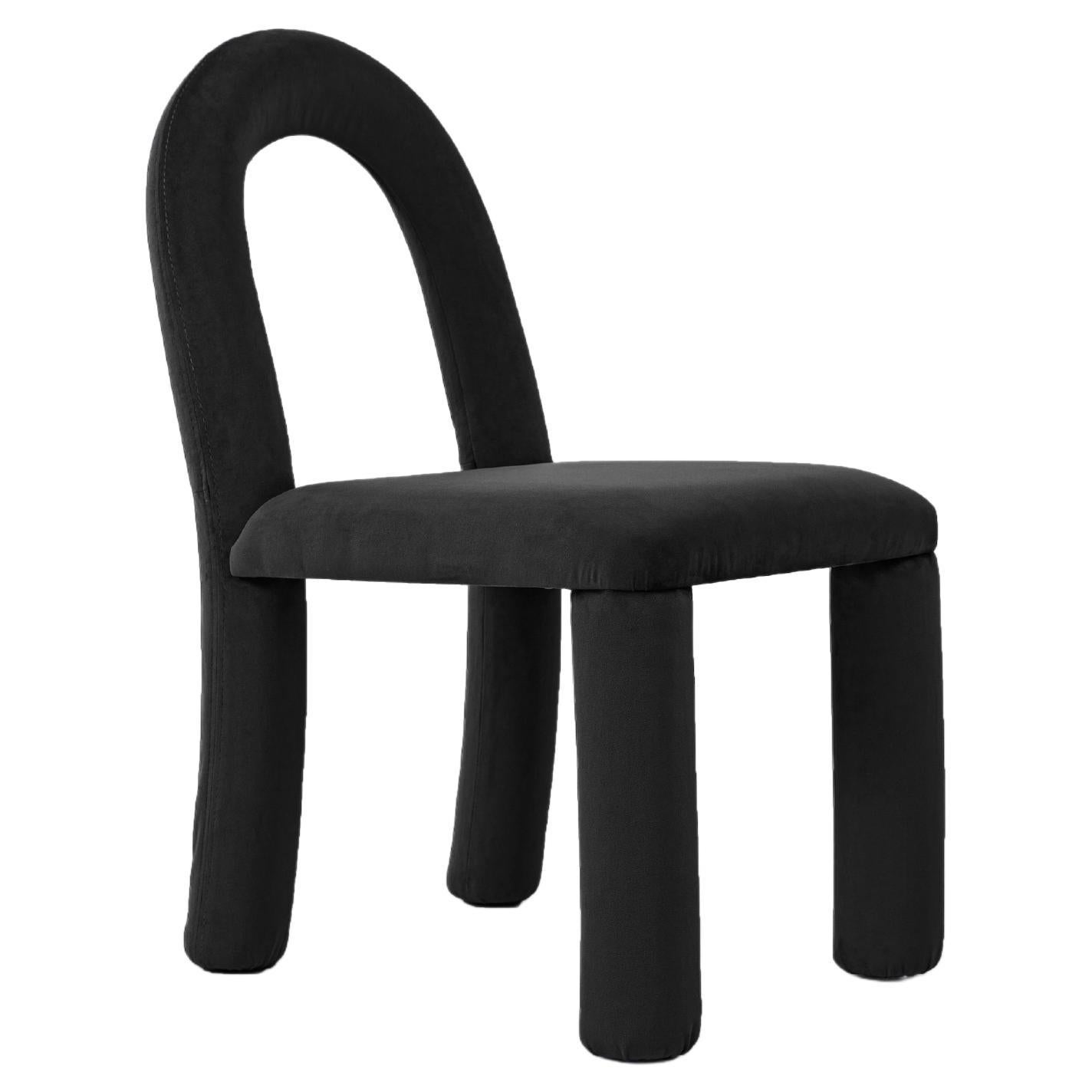 Temi Chair, Minimalist Black Velvet Dining Chair For Sale