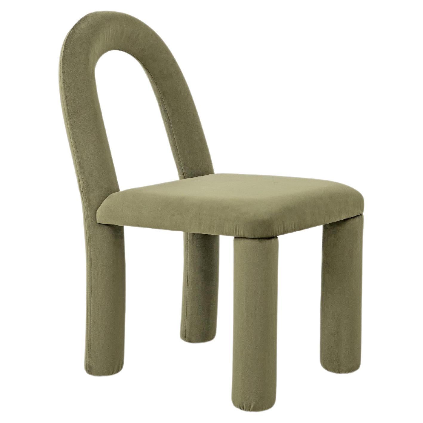 Temi Chair, Minimalist Forest Green Velvet Dining Chair