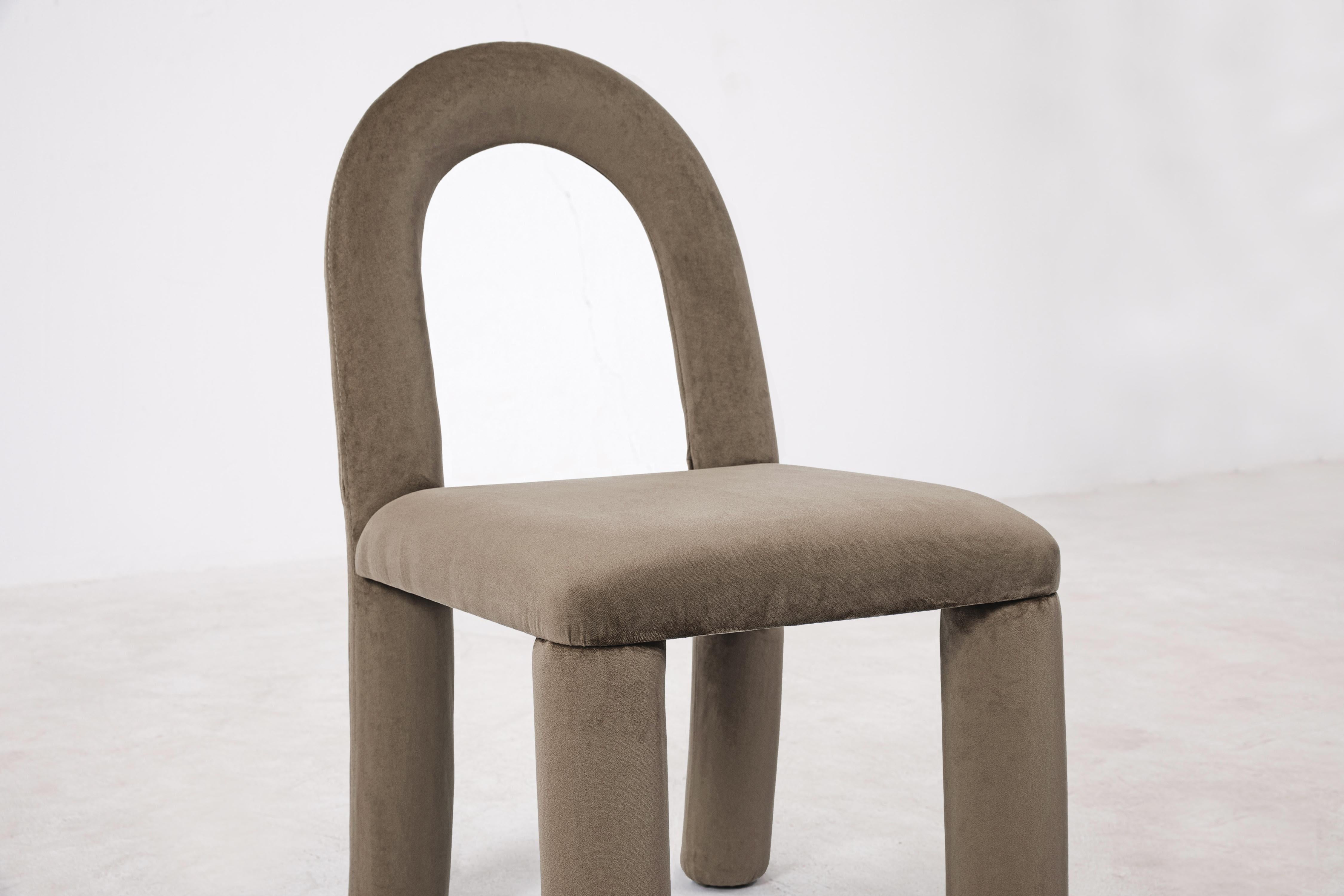taupe velvet chair