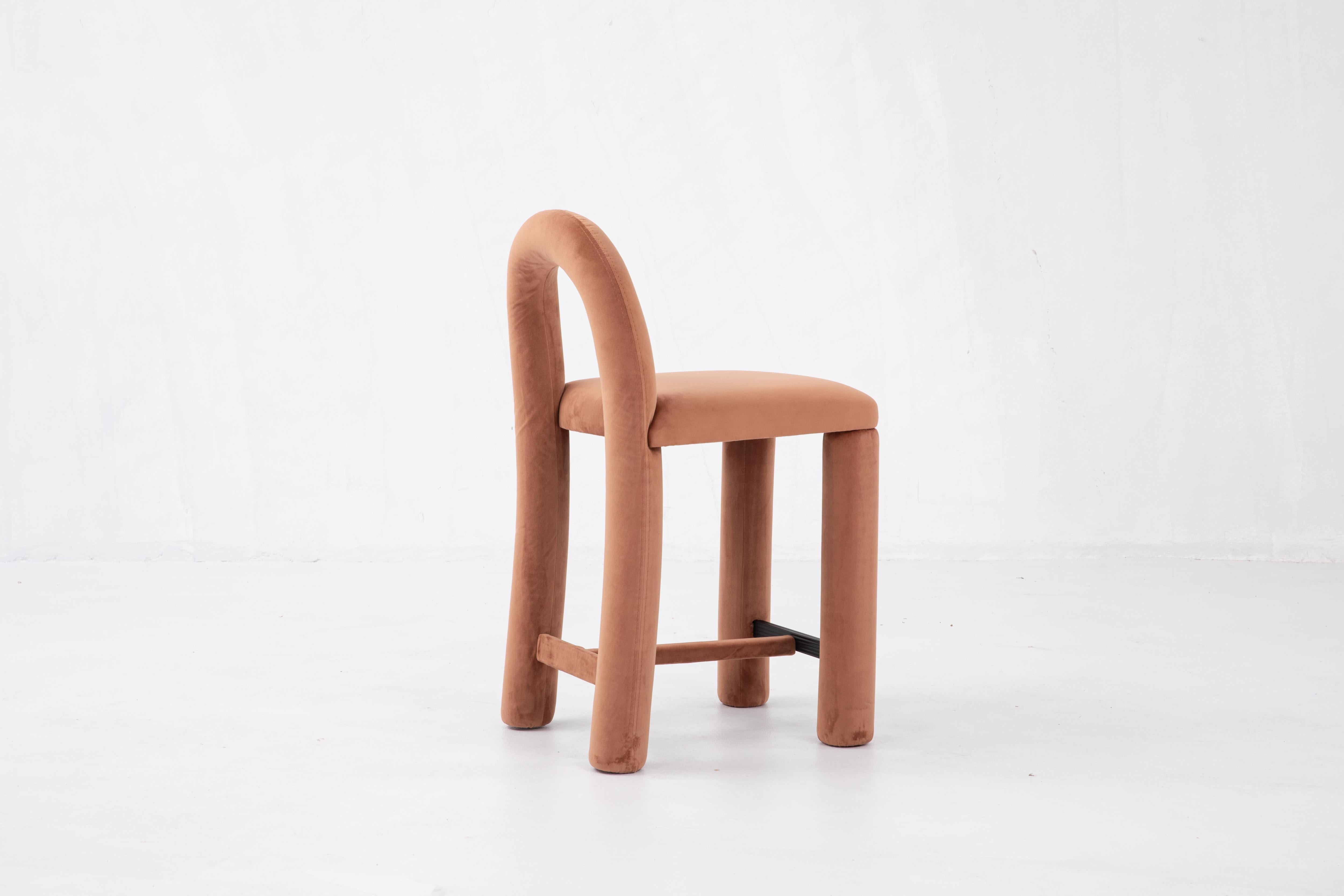 Chinois Chaise de comptoir Temi, chaise de comptoir minimaliste en velours Teja en vente