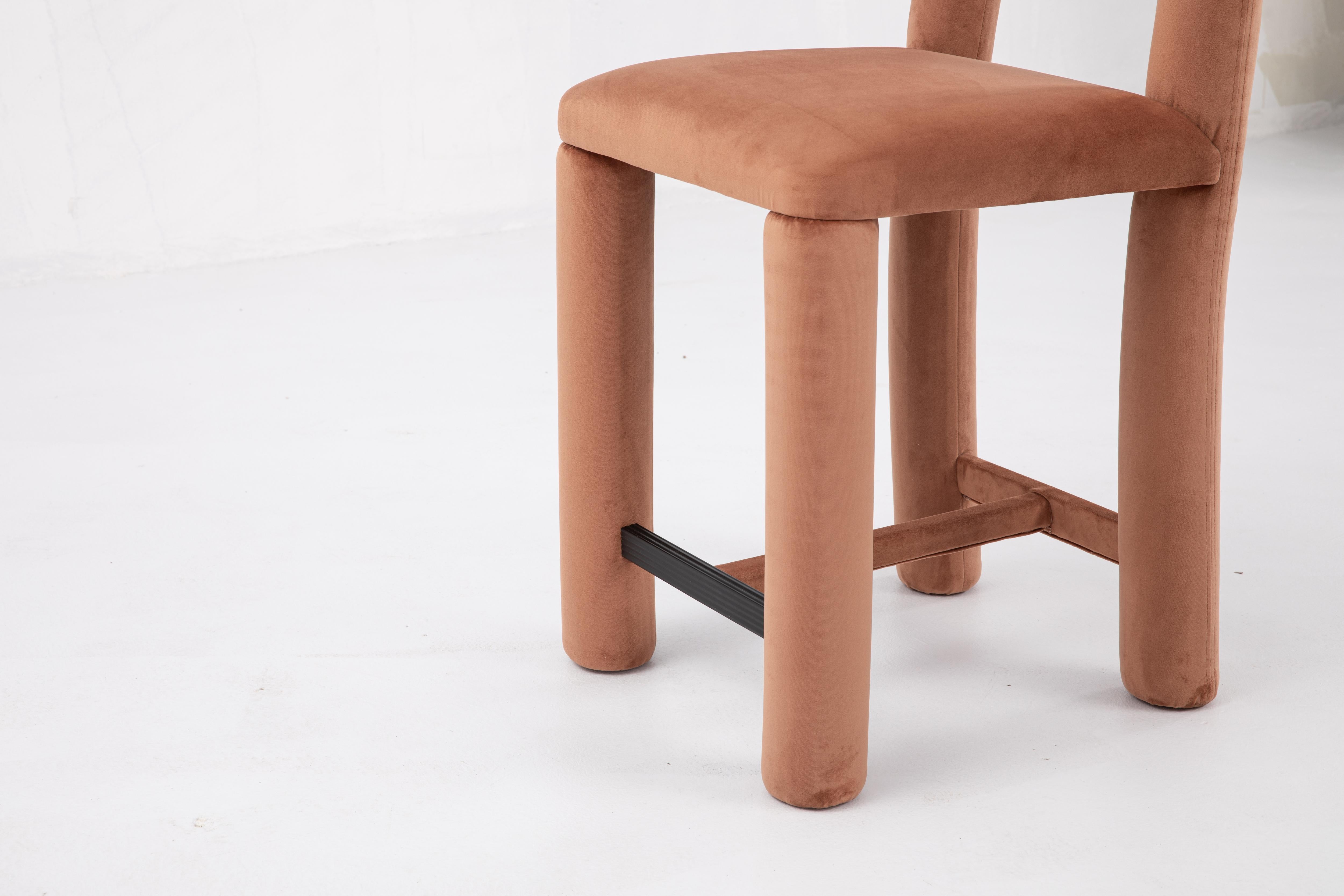 XXIe siècle et contemporain Chaise de comptoir Temi, chaise de comptoir minimaliste en velours Teja en vente