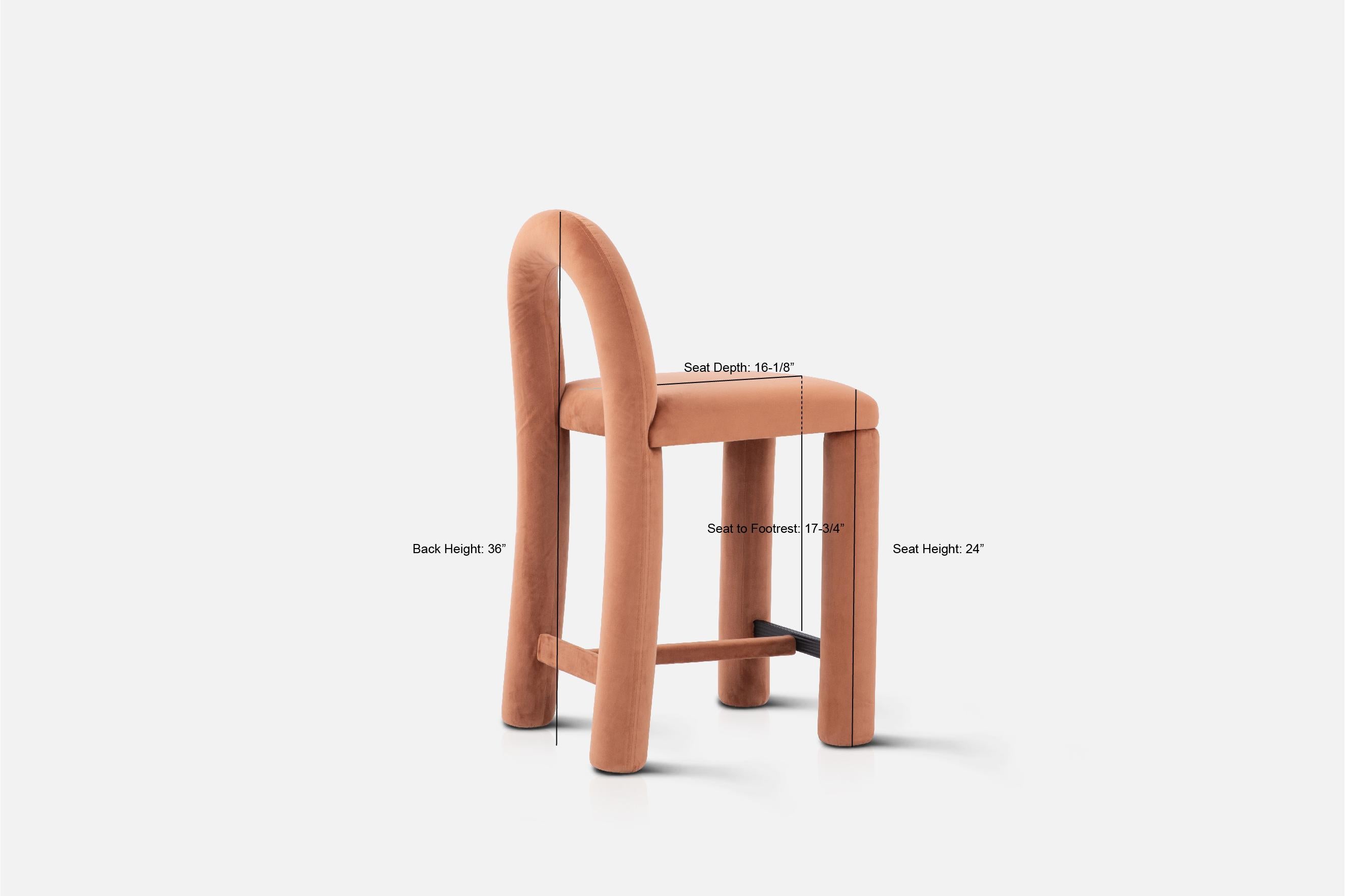 Velours Chaise de comptoir Temi, chaise de comptoir minimaliste en velours Teja en vente