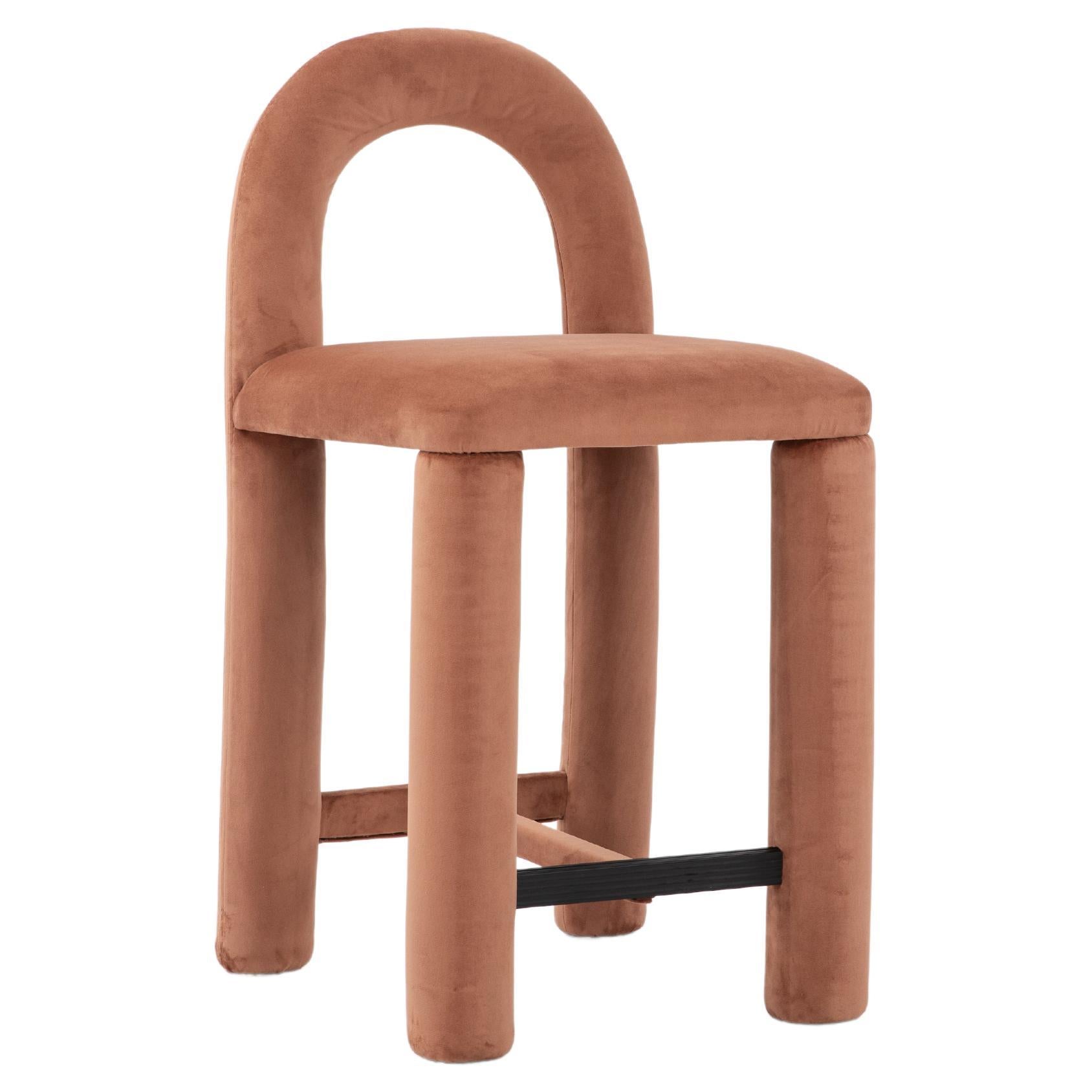 Temi Counter Chair, Minimalist Teja Velvet Counter Chair For Sale