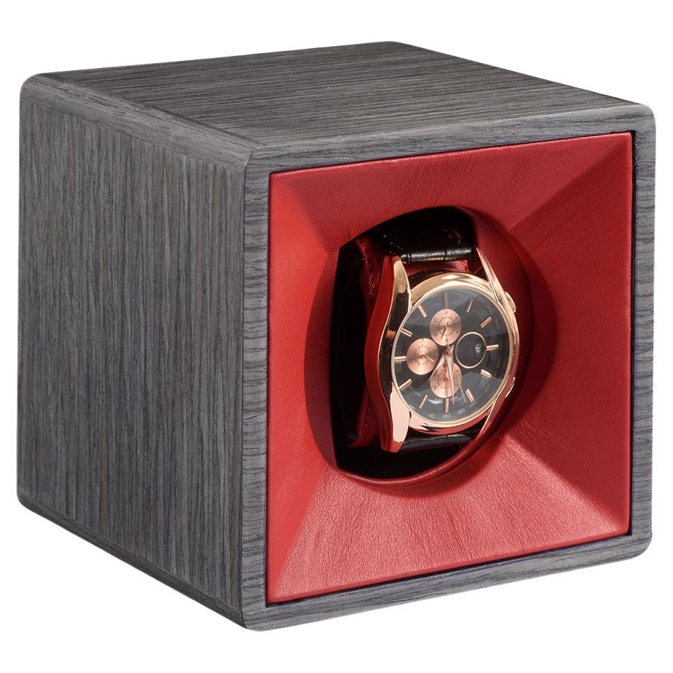 Temp Unico Rosso Watch Winder in Oak Smoke Grey by Agresti For Sale