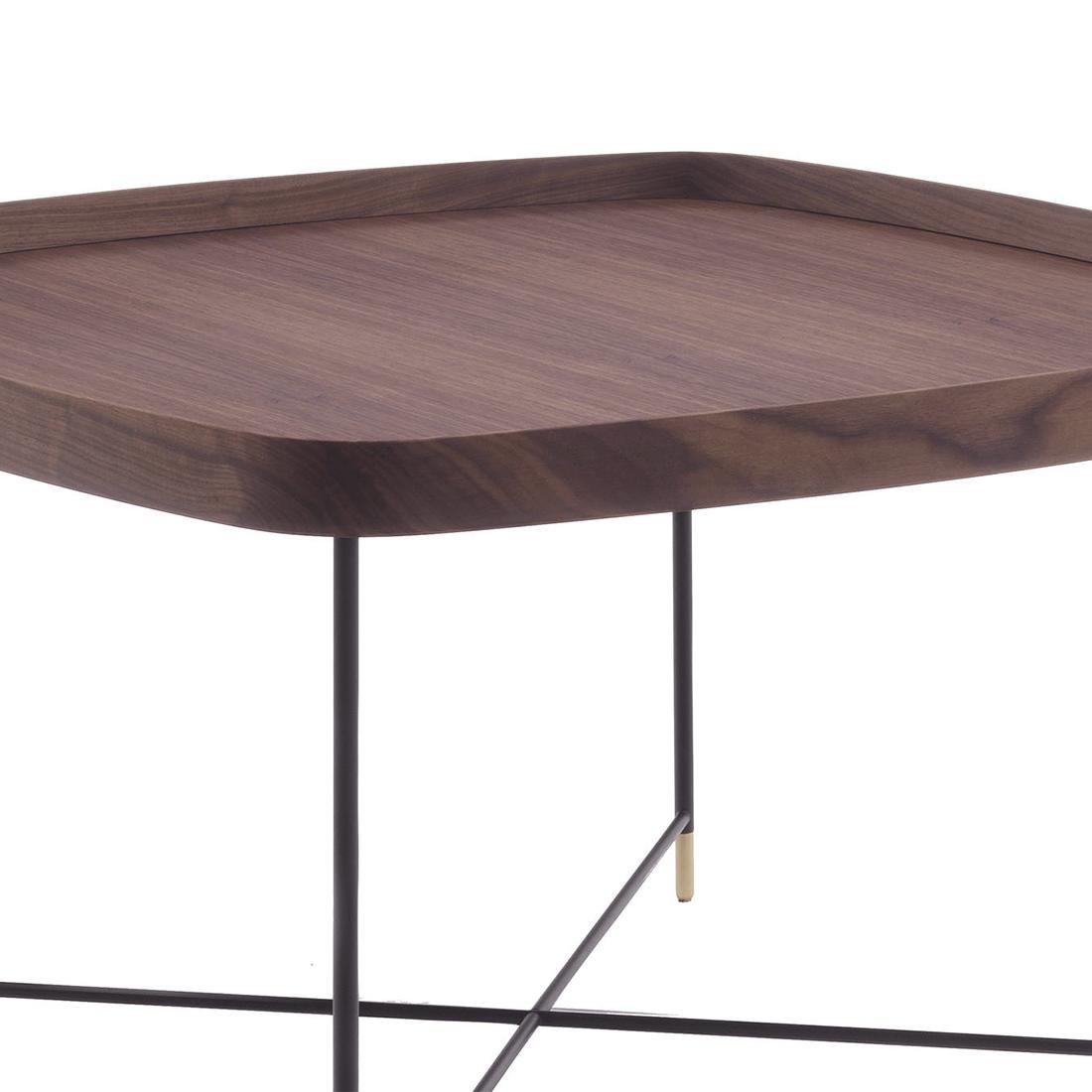 Italian Tempa Large Coffee Table in Solid Walnut Wood For Sale