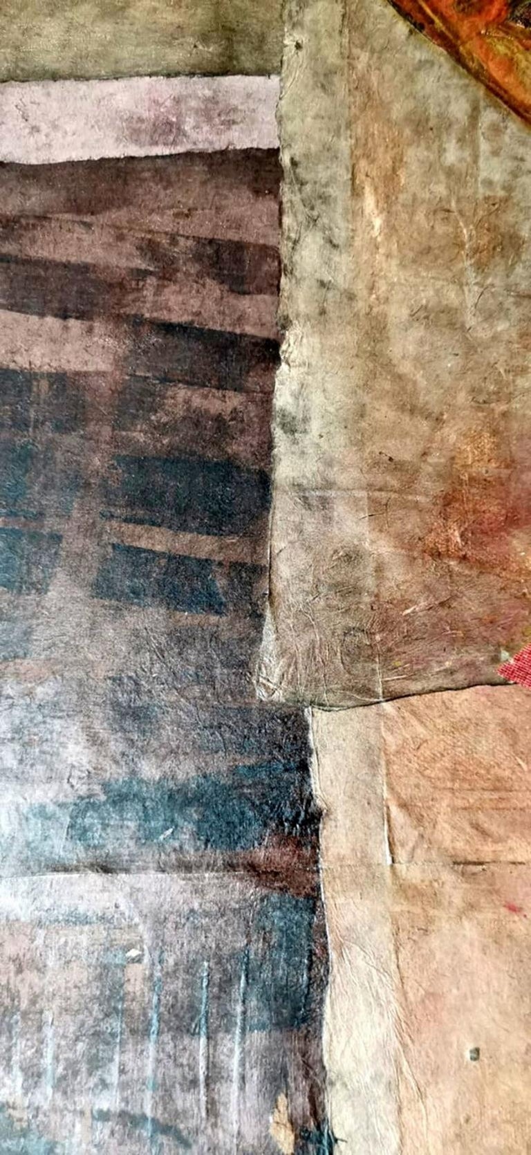 Tempera Painting on Canvas "Maternity" Mixed Technique, France, 2009 at